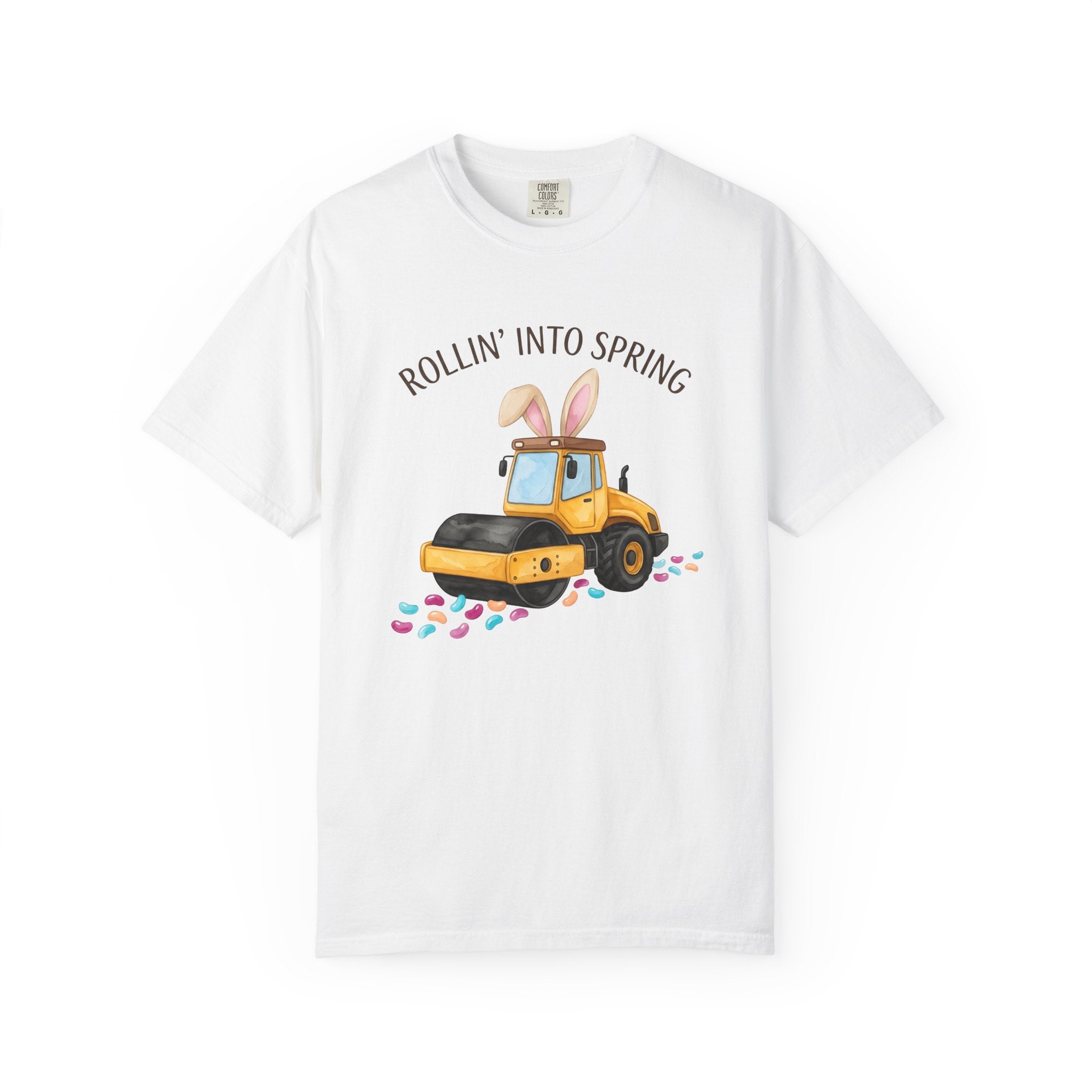 Steamroller Bunny Ears Shirt Easter Construction Gift Women Watercolor Tee Bunny Ears T-Shirt Easter Fan Watercolour Tshirt Builder Graphic