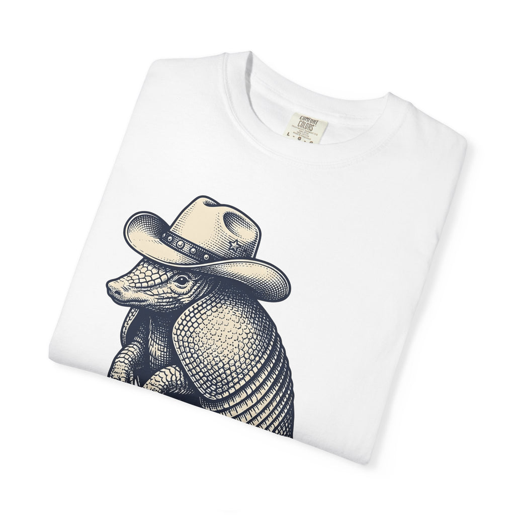 Armadillo Cowboy Hat Shirt Cowgirl Creatures Gift Women Farmhouse Tee Cowboy Hat T-Shirt Rodeo Fan Rustic Tshirt Animal Graphic Line Art