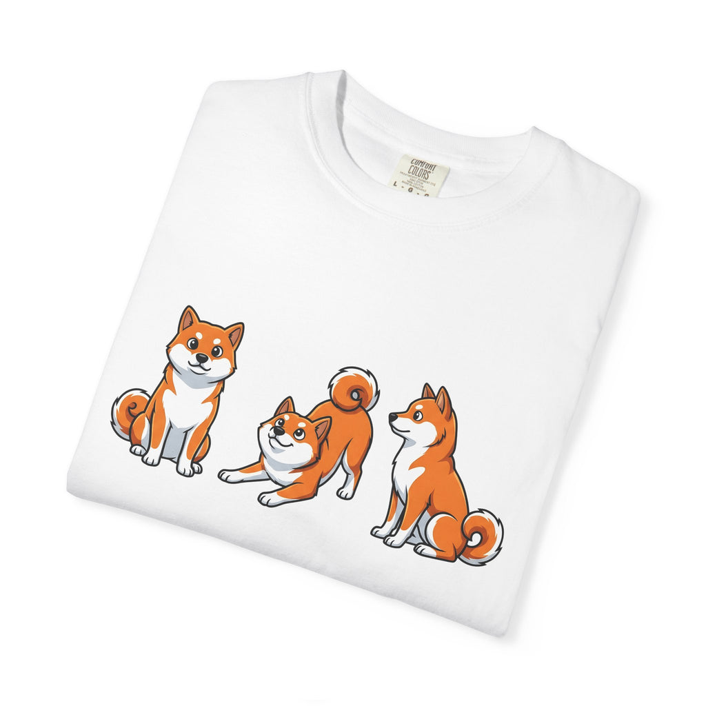 Shiba Inu Dogs Shirt Dog Fauna Gift Women Line Art Tee Shiba Inu T-Shirt Dog Fan Drawing Graphic Tshirt Doodle Fun Pose Tshirt