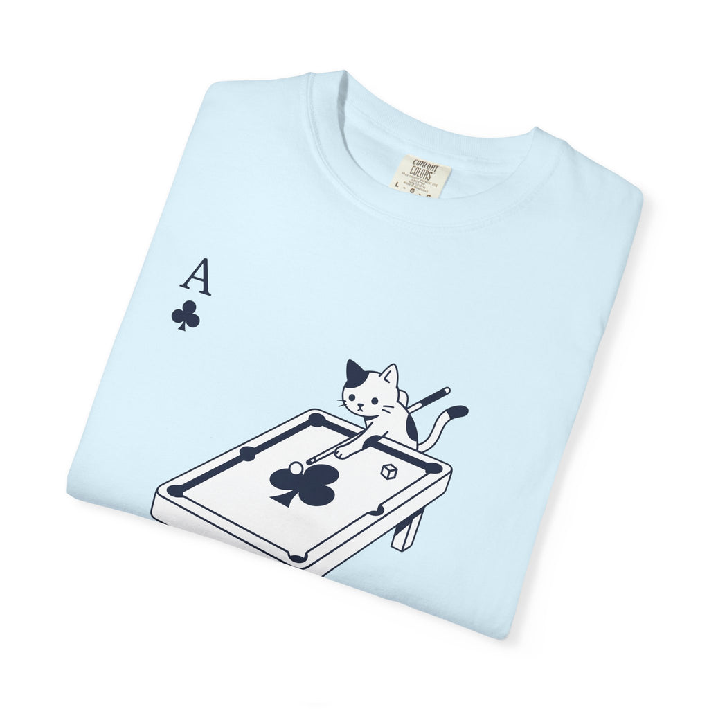Cat Pool Table Shirt Cat Gaming Gift Women Kawaii Tee Billiard Table T-Shirt Cat Fan Anime Tshirt Gamer Graphic Minimal Playing Card Tshirt