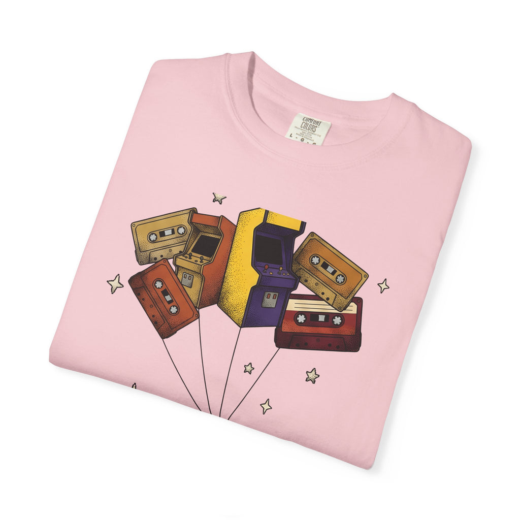 Robot Balloons Shirt Retro Audio Gift Women Hand Drawn Tee Balloon Robots T-Shirt Vintage Fan Illustrated Tshirt Sound Graphic Sketch Gaming
