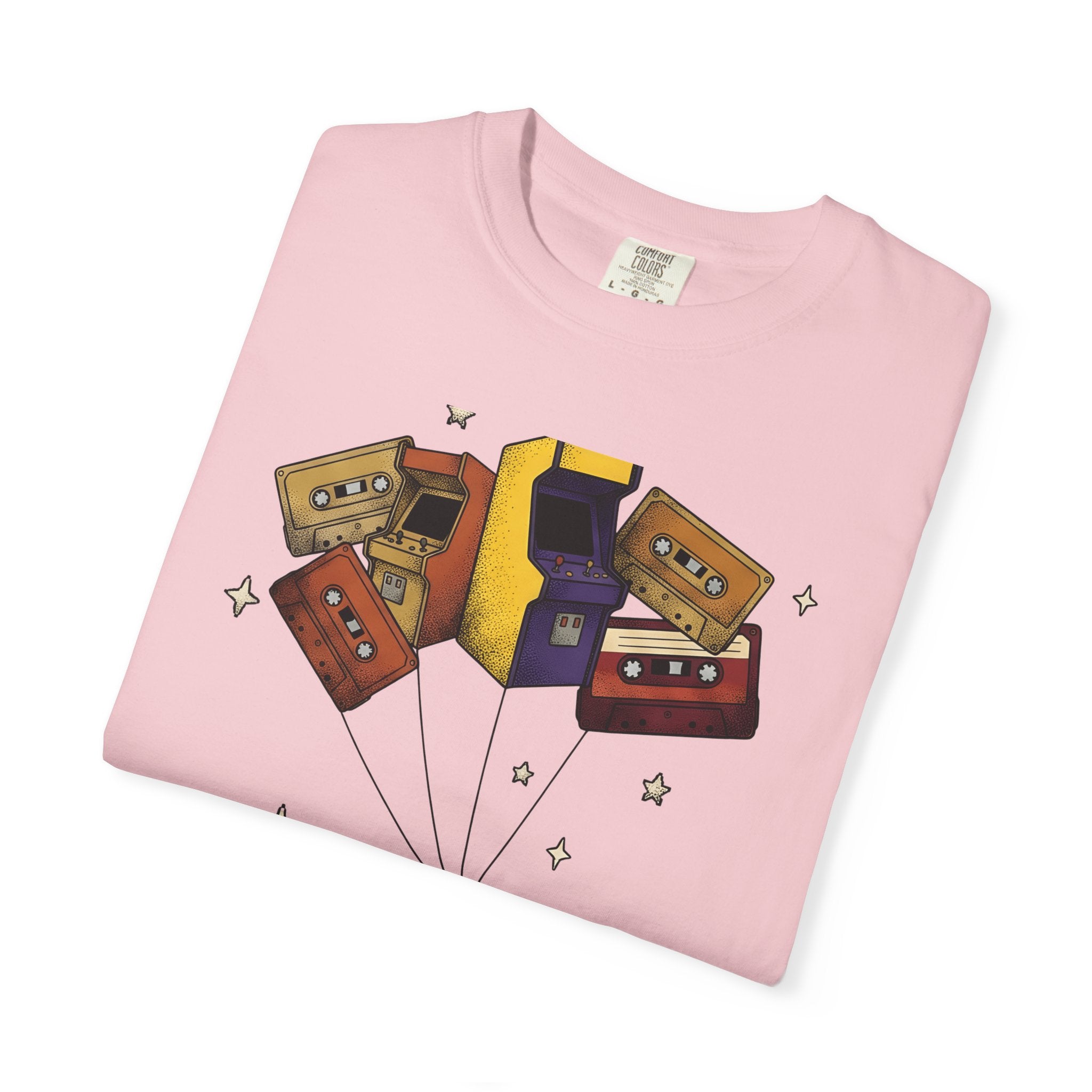 Robot Balloons Shirt Retro Audio Gift Women Hand Drawn Tee Balloon Robots T-Shirt Vintage Fan Illustrated Tshirt Sound Graphic Sketch Gaming