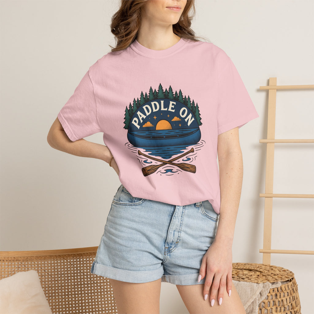 Paddle Boat Sunset Shirt Sports Exploration Gift Women Distressed Tee Pontoon Boat T-Shirt Athlete Fan Vintage Tshirt Adventure Graphic