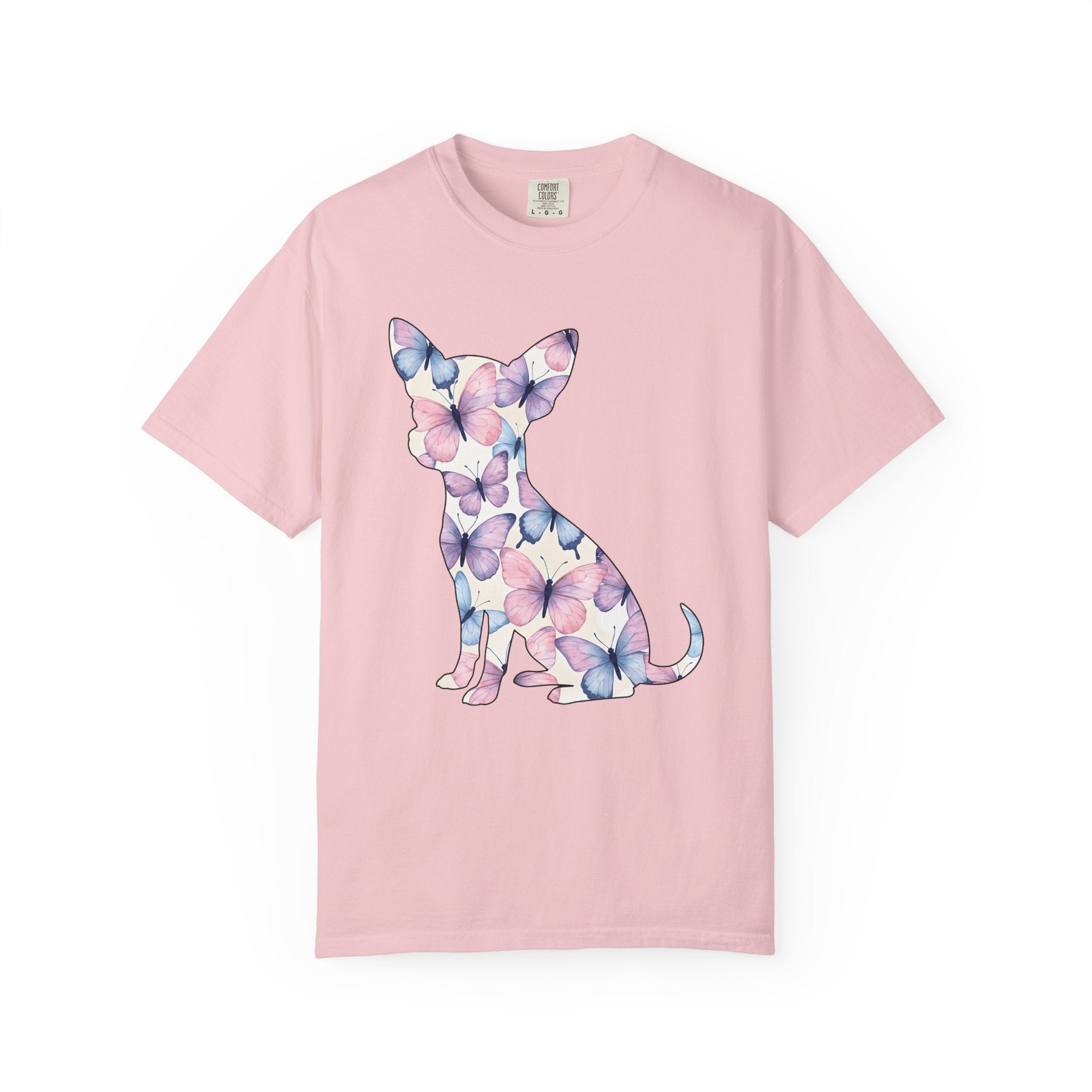 Chihuahua Butterfly Design Shirt Dog Fauna Gift Women Illustration Tee Puppy T-Shirt Dog Fan Illustrated Tshirt Wildlife Graphic Clean