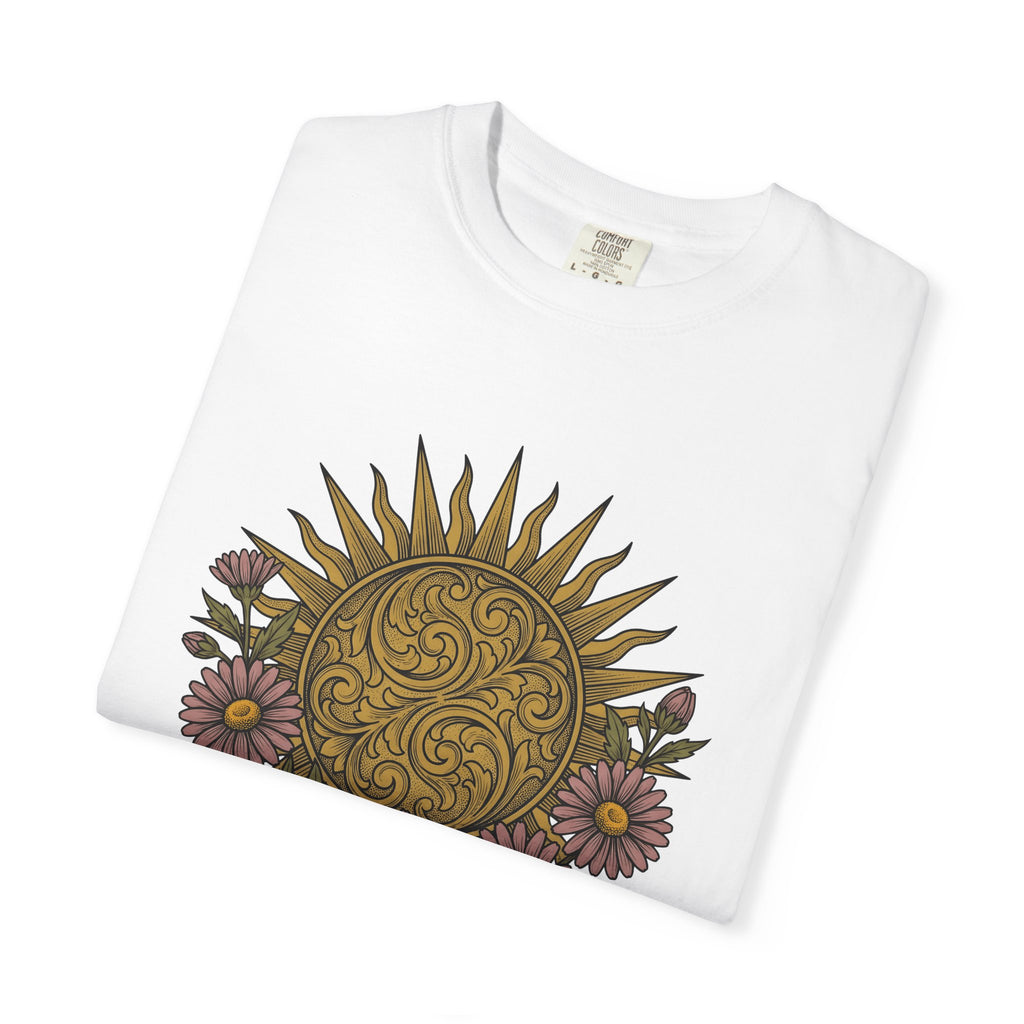 Sunshine Blossom Shirt Boho Chic Wilderness Gift Women Hippie Tee Flower T-Shirt Bohemian Fan Psychedelic Tshirt Outdoor Graphic Hand Drawn