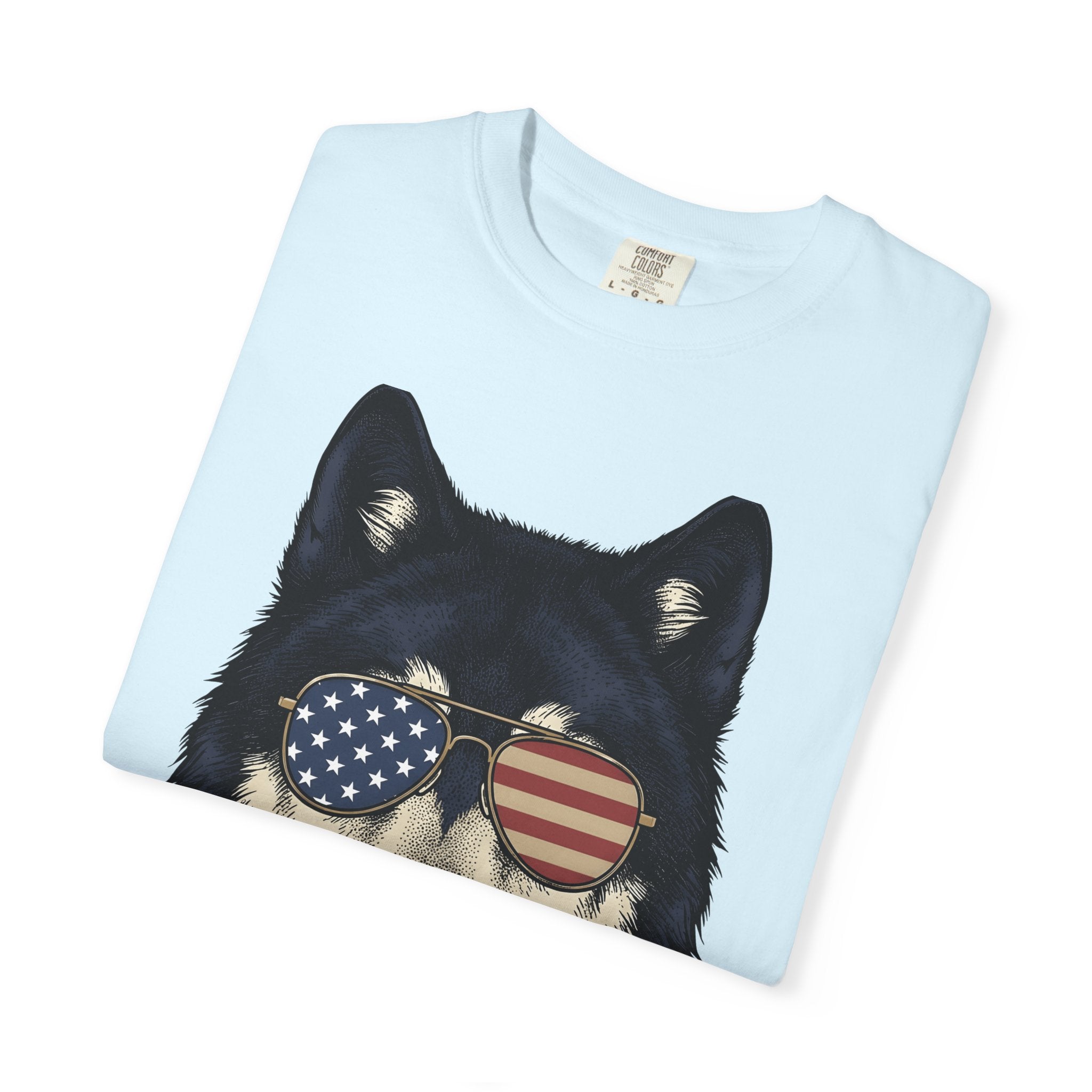 Wolf Shades Shirt 4th Of July Pet Gift Women Retro Tee Cool Shades T-Shirt Patriotic Fan Vintage Tshirt Animal Graphic Sketch Head Scarf