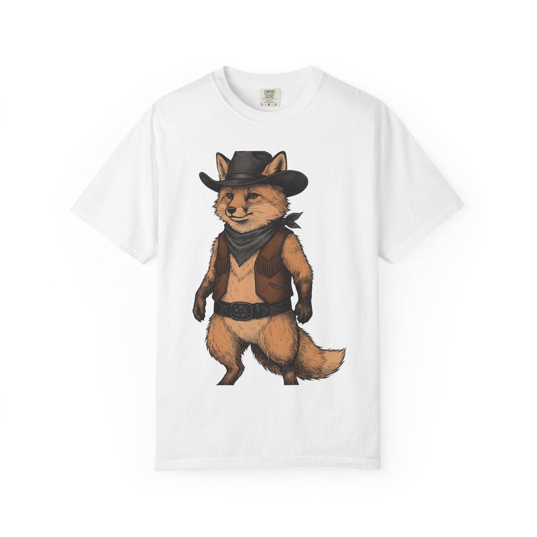 Prairie Fox Shirt Cowgirl Critters Gift Women Farmhouse Tee Fox T-Shirt Cowgirl Fan Rustic Tshirt Animal Graphic Outline Kerchief Tshirt