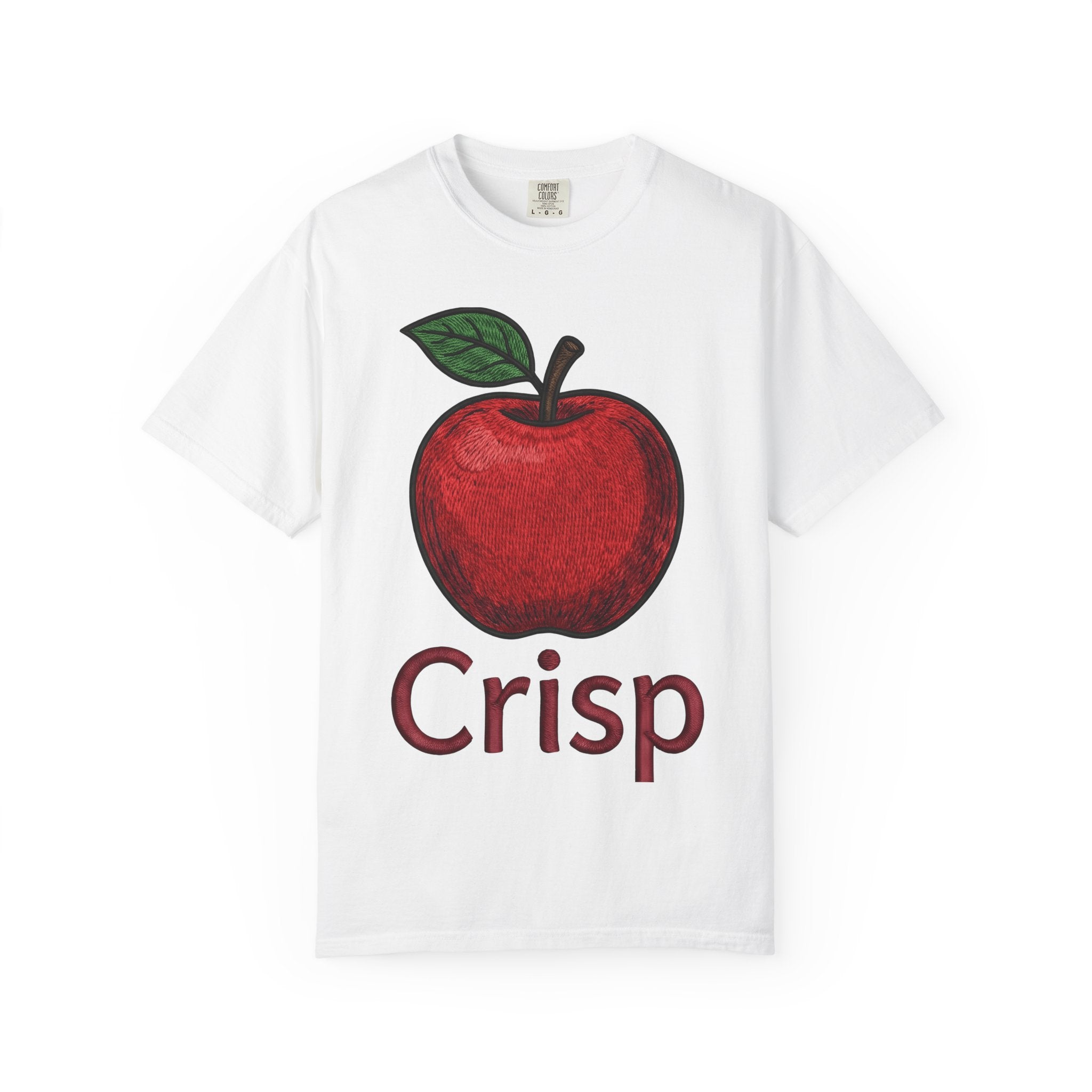 Apple Art Shirt Fruit Cooking Gift Women Sewn Tee Apple T-Shirt Fruit Fan Embroidery Design Cooking Graphic Doodle Greenery Tshirt