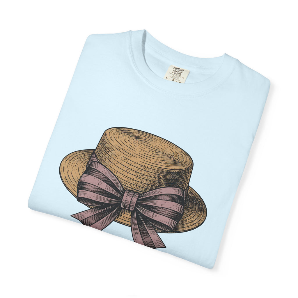 Summer Hat Shirt Easter Outfit Gift Women Farmhouse Tee Sunhat T-Shirt Easter Fan Rustic Tshirt Clothing Graphic Cartoon Sash Tshirt
