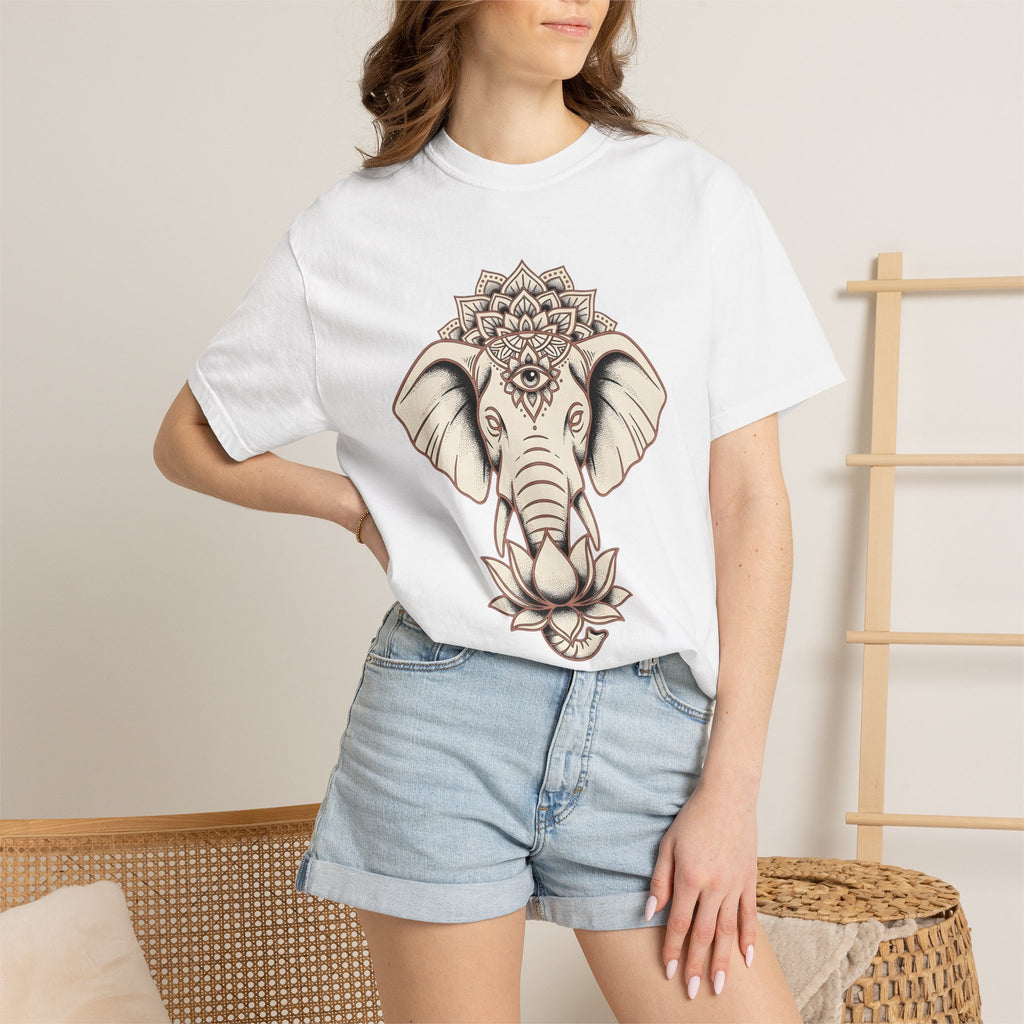 Elephant Mandala Shirt Boho Chic Yoga Gift Women Folk Tee Elephant T-Shirt Hippie Enthusiast Tribal Tshirt Meditation Graphic Sketch Sacred