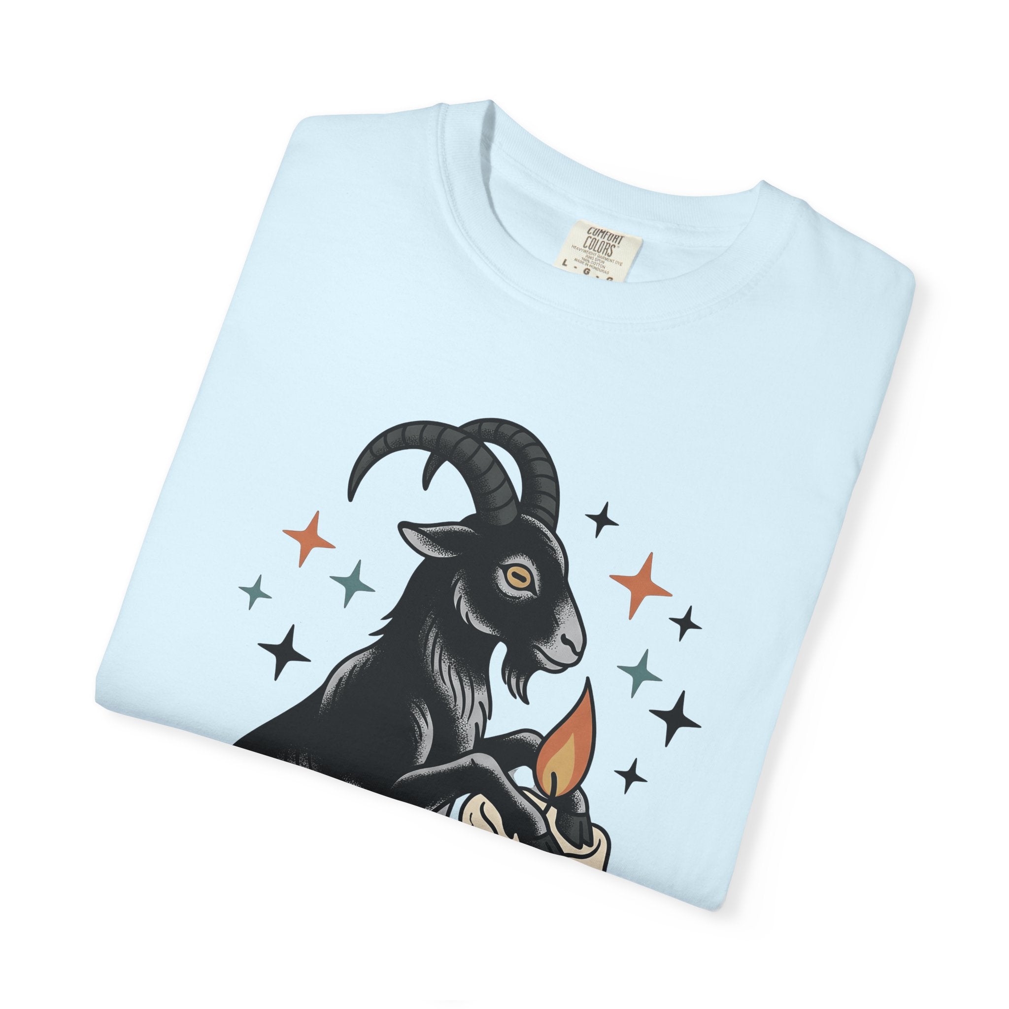 Goat Candle Shirt Boho Chic Gothic Gift Women Tattoo Tee Candle T-Shirt Bohemian Enthusiast Ink Tshirt Dark Graphic Vintage Stars Tshirt
