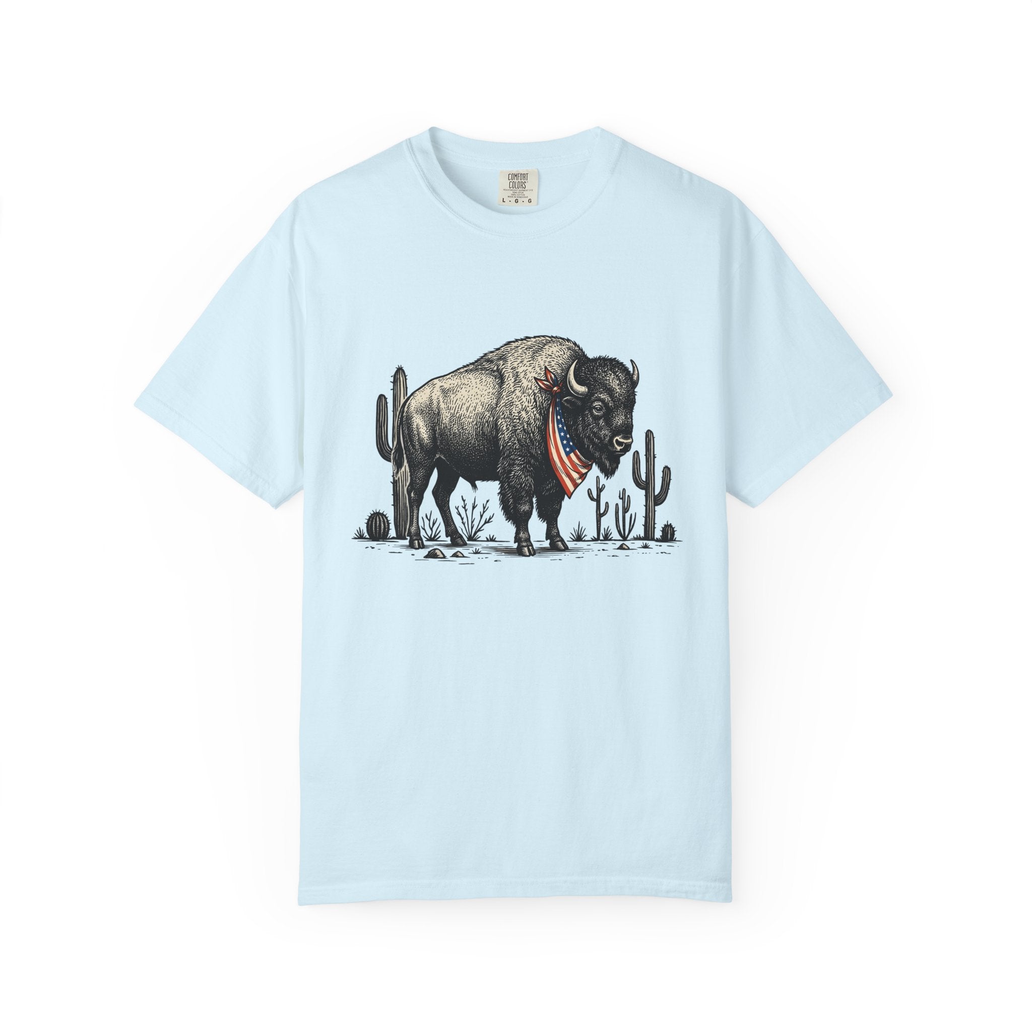 Bison Drawing Shirt America Ranch Gift Women Old School Tee Buffalo T-Shirt American Fan Vintage Tshirt Ranch Graphic Line Art Prickly Pear