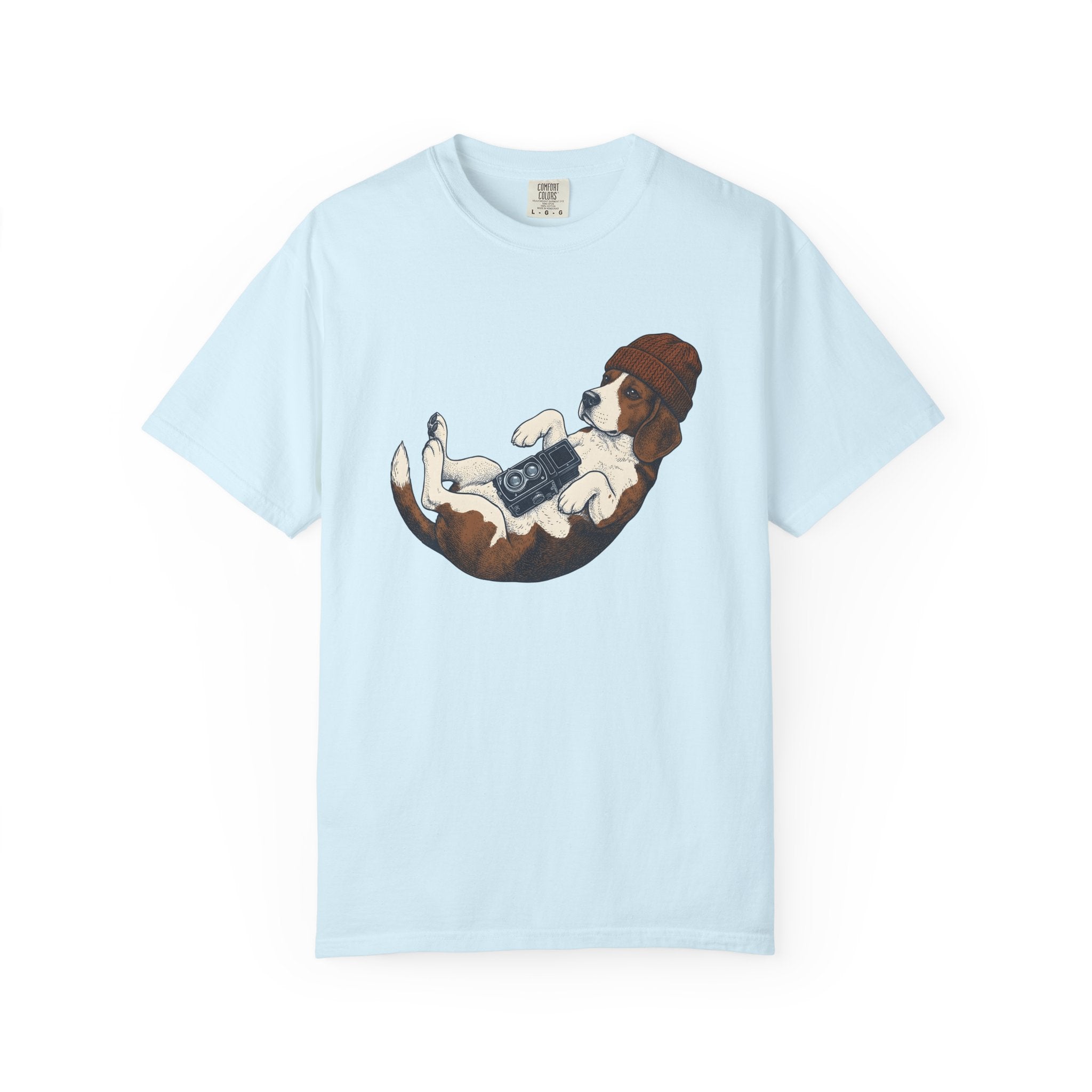 Beagle Puppy Shirt Dog Camera Gear Gift Women Sketch Tee Puppy T-Shirt Dog Fan Hound Tshirt Photography Graphic Retro Photo Camera Tshirt
