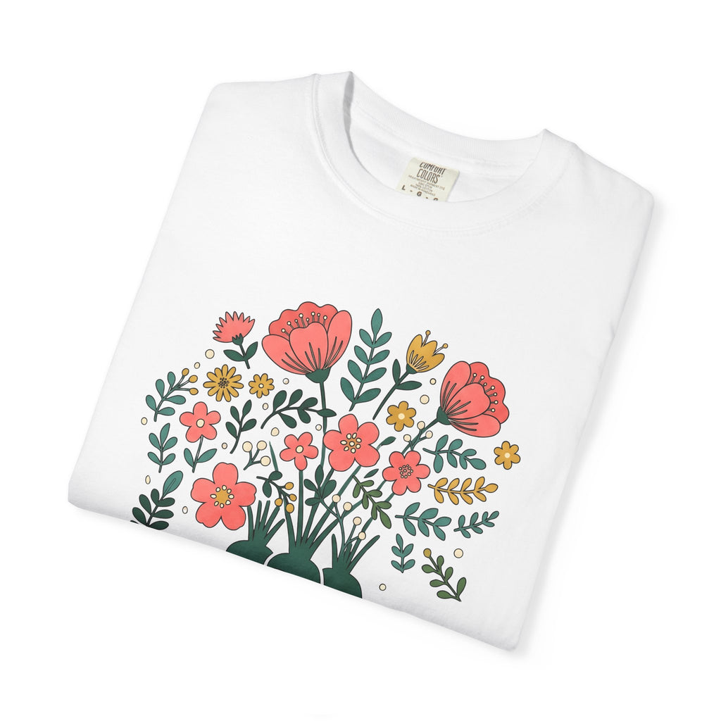 Veggie Bouquet Shirt Easter Flora Gift Women Cute Tee Flower Arrangement T-Shirt Spring Fan Floral Tshirt Botanical Graphic Outline Wild