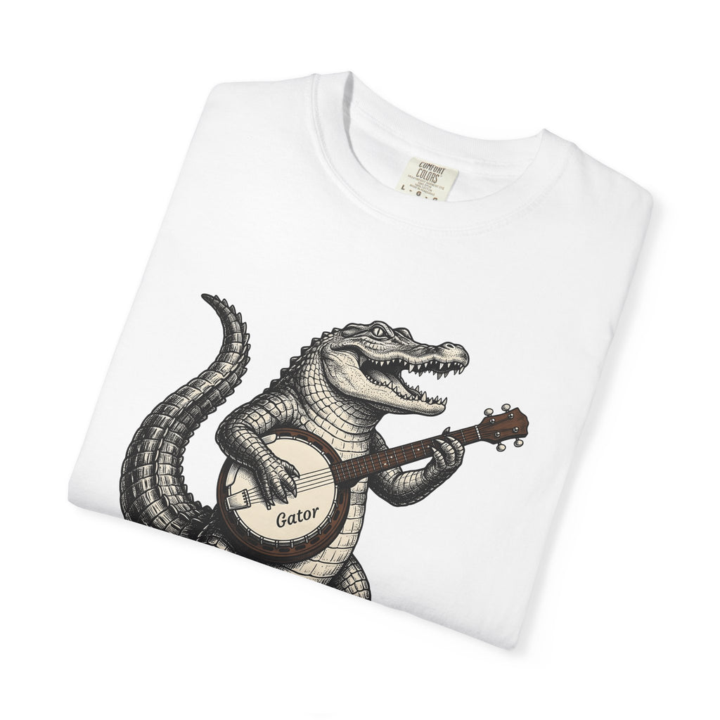 Caiman String Instrument Shirt Animals Composer Gift Women Rustic Tee Lute T-Shirt Wildlife Enthusiast Vintage Tshirt Maestro Graphic Doodle