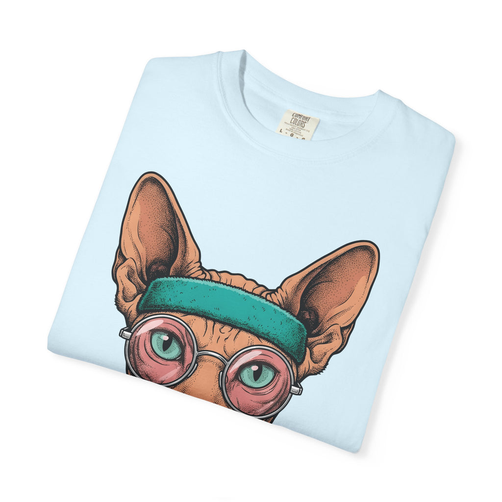 Sphynx Feline Shirt Cat Mindfulness Gift Women Line Art Tee Cat T-Shirt Cat Fan Minimalist Graphic Cat Illustration Pop Art Spectacles