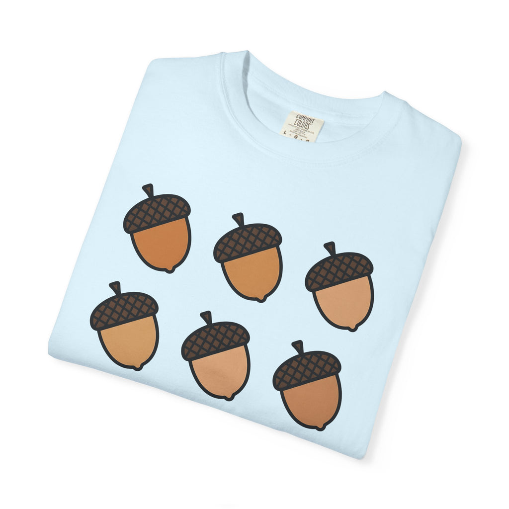Acorn Print Shirt Cute Autumn Gift Women Comic Tee Oak T-Shirt Adorable Fan Cartoon Tshirt Fall Graphic Clean Check Design Tshirt