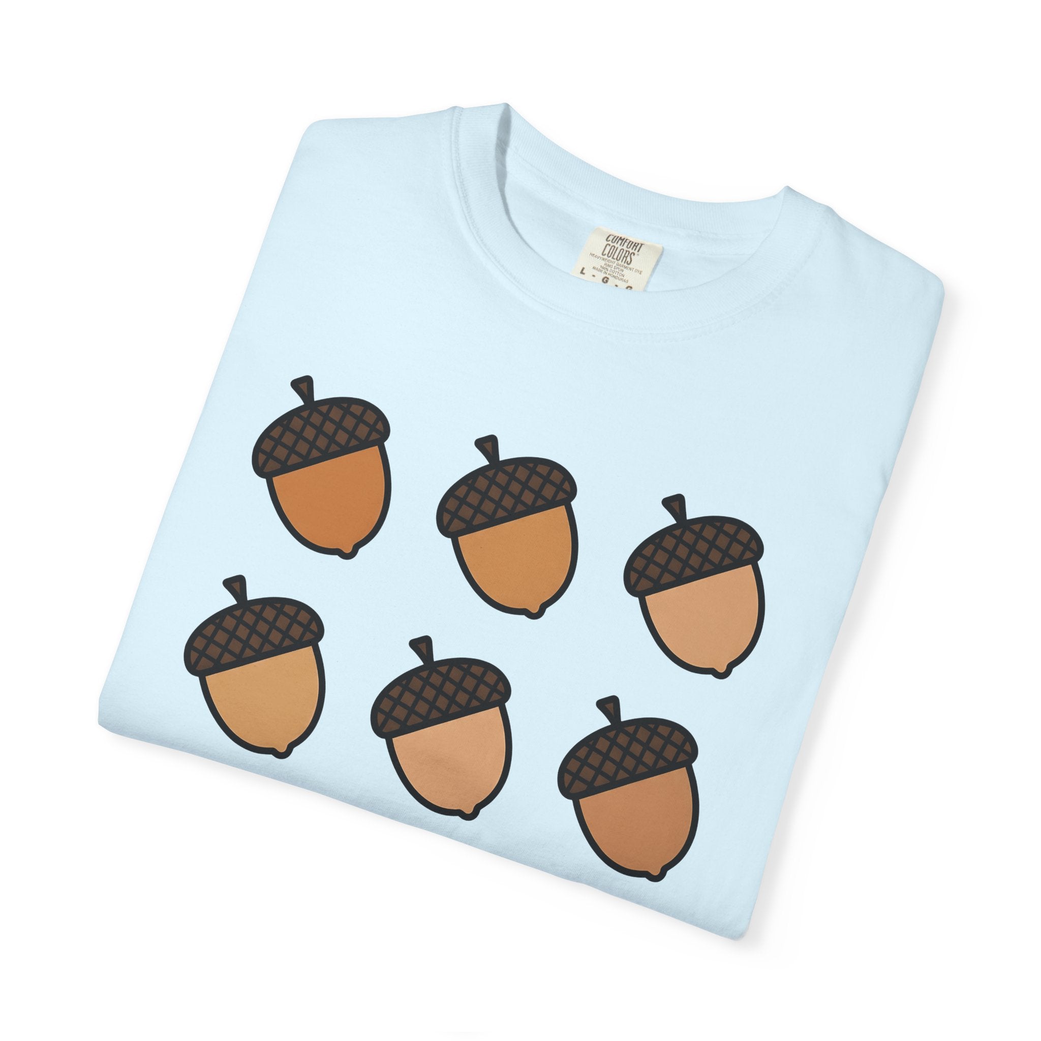 Acorn Print Shirt Cute Autumn Gift Women Comic Tee Oak T-Shirt Adorable Fan Cartoon Tshirt Fall Graphic Clean Check Design Tshirt
