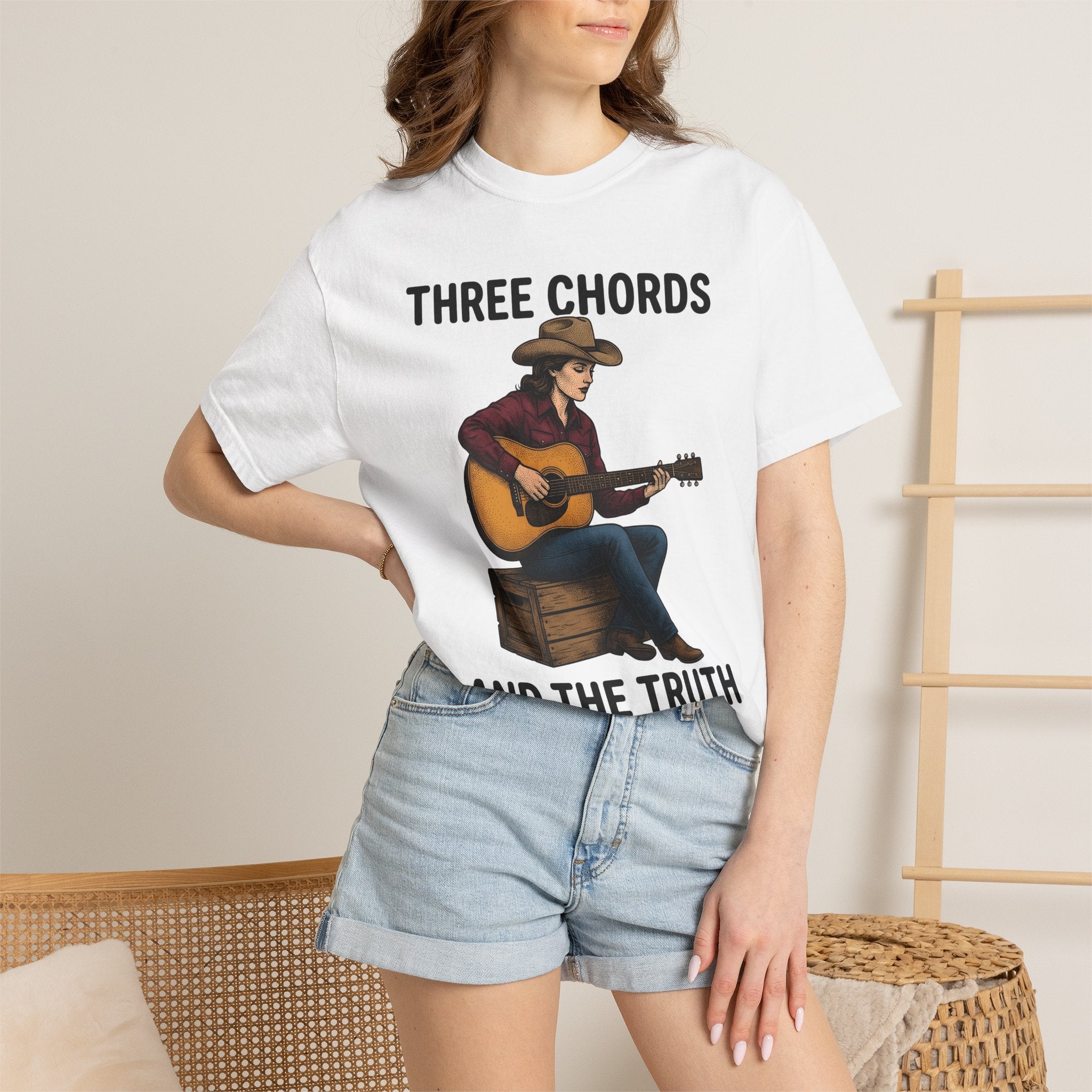 Cowgirl Guitar Shirt Cowgirl Music Gift Women Vintage Tee Guitar T-Shirt Cowboy Fan Retro Tshirt Music Illustration Hand Drawn Cowboy Hat
