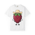 Strawberry Cowboy Shirt Cowgirl Fruit Gift Women Cartoon Tee Cowboy T-Shirt Rodeo Fan Comic Tshirt Berry Illustration Doodle Cowboy Hat