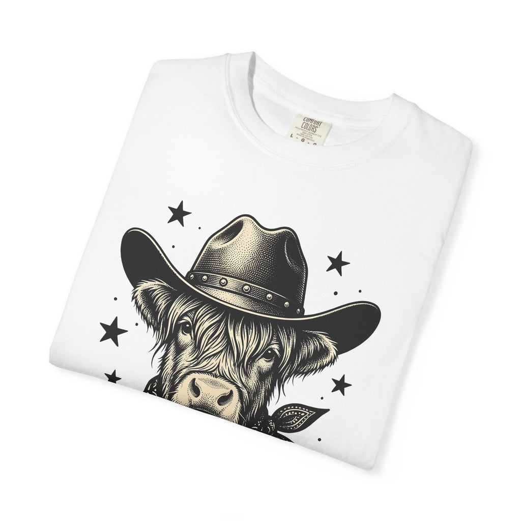 Western Cow Shirt Cowgirl Animal Gift Women Sketch Tee Cowboy T-Shirt Rodeo Fan Cattle Graphic Cattle Illustration Line Art Kerchief Tshirt