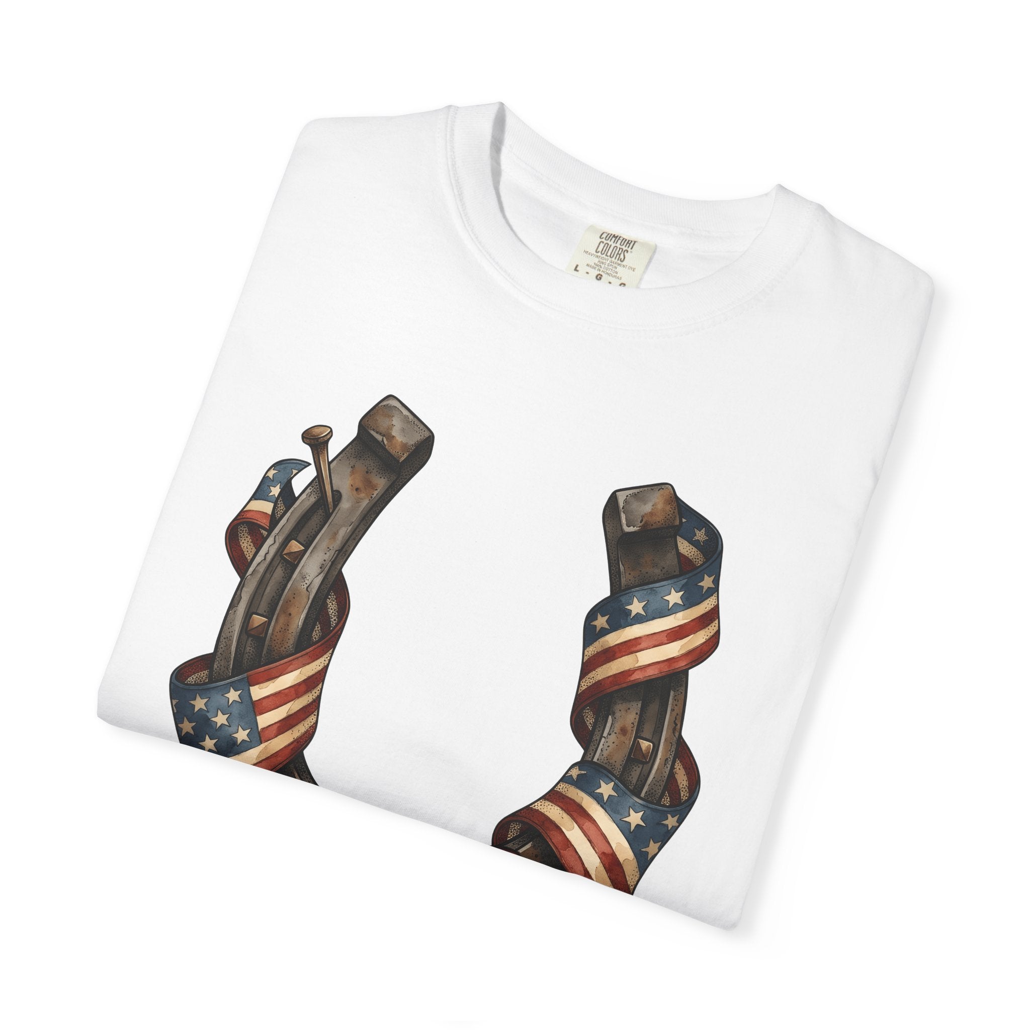Horseshoe Flag Shirt America Patriotic Gift Women Rustic Tee Horseshoe T-Shirt American Fan Distressed Tshirt Star Graphic Vintage Bow