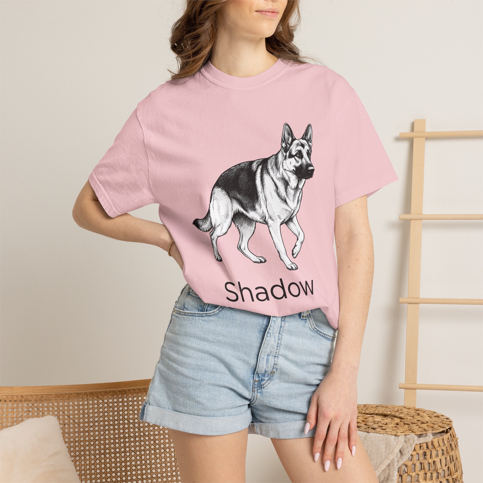 German Shepherd Shirt Dog Animal Gift Women Hand Drawn Tee Alsatian T-Shirt Dog Fan Illustrated Design Vintage Pet Portrait Tshirt