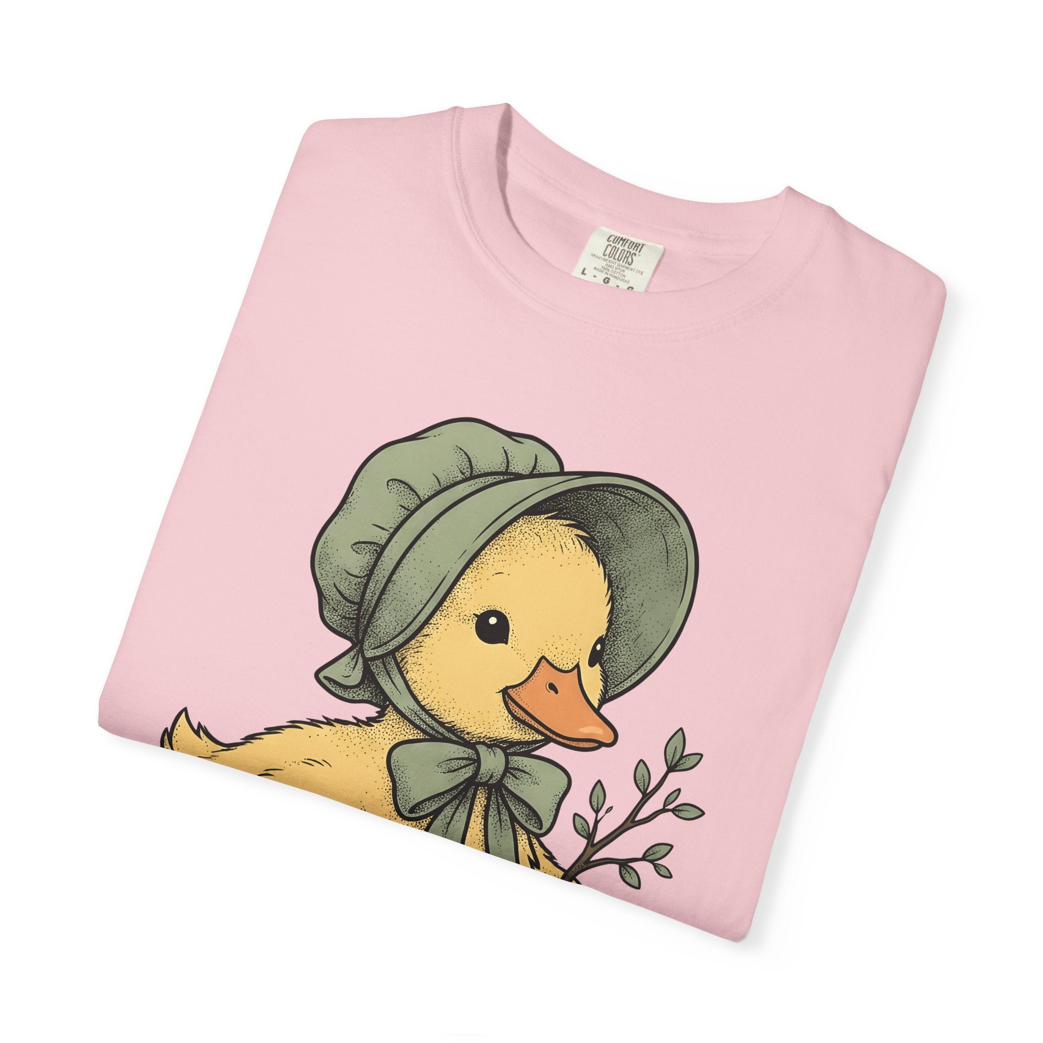Baby Duck Bonnet Shirt Easter Bloom Gift Women Antique Tee Duckling T-Shirt Easter Fan Baby Bonnet Tshirt Vintage Illustration Line Art Limb