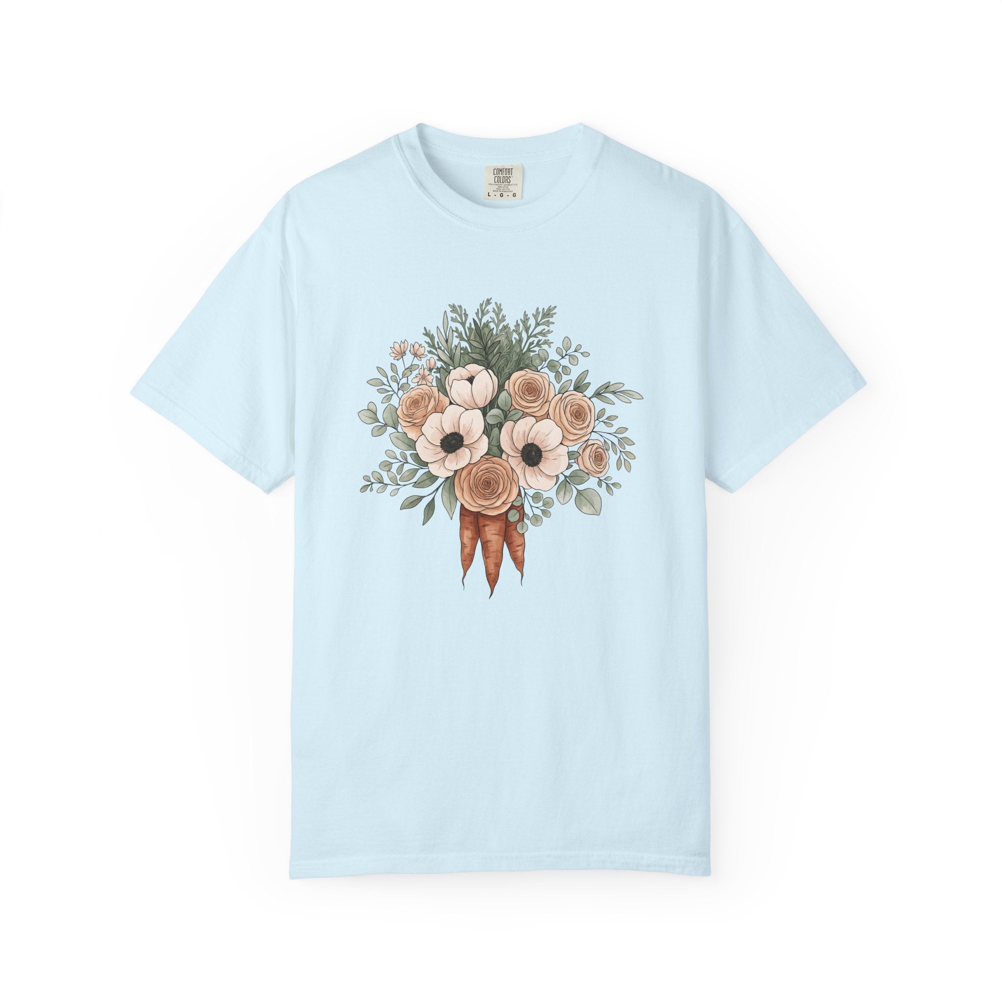 Carrot Flower Bouquet Shirt Easter Bouquet Gift Women Painting Tee Flower Arrangement T-Shirt Spring Fan Floral Art Tshirt Floral Graphic