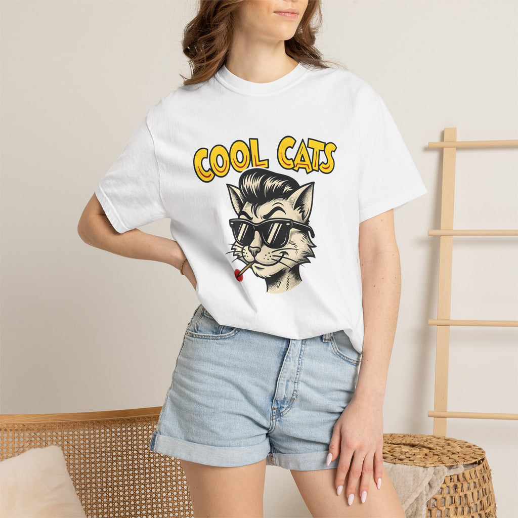 Kitty Shades Shirt Cat Fun Gift Women Comic Tee Sunglasses T-Shirt Cat Fan Cartoon Tshirt Humor Graphic Vintage Stick Tshirt