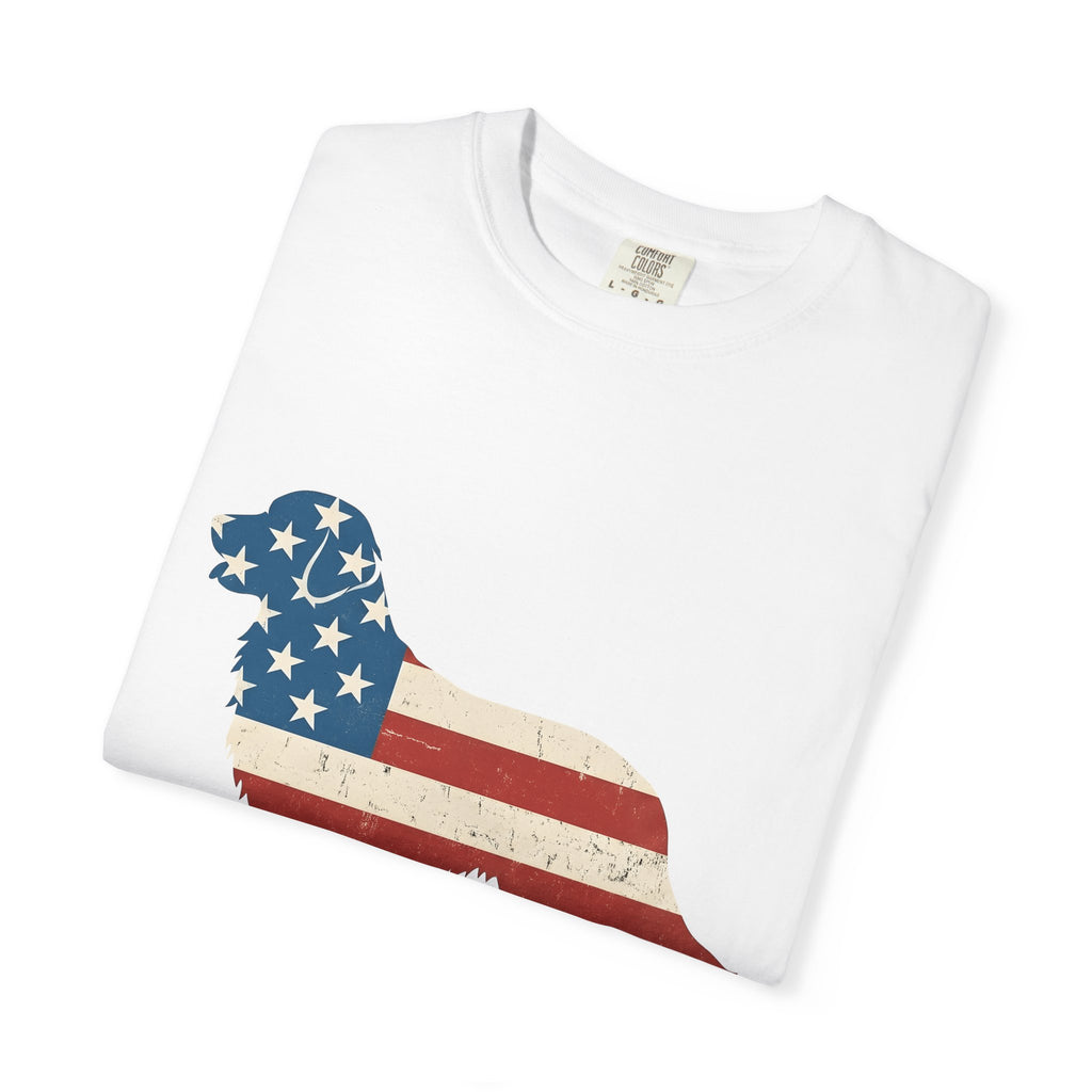 Golden Retriever Shirt America Animals Gift Women Hand Drawn Tee Retriever T-Shirt Patriot Fan Illustrated Tshirt Creature Graphic Sketch