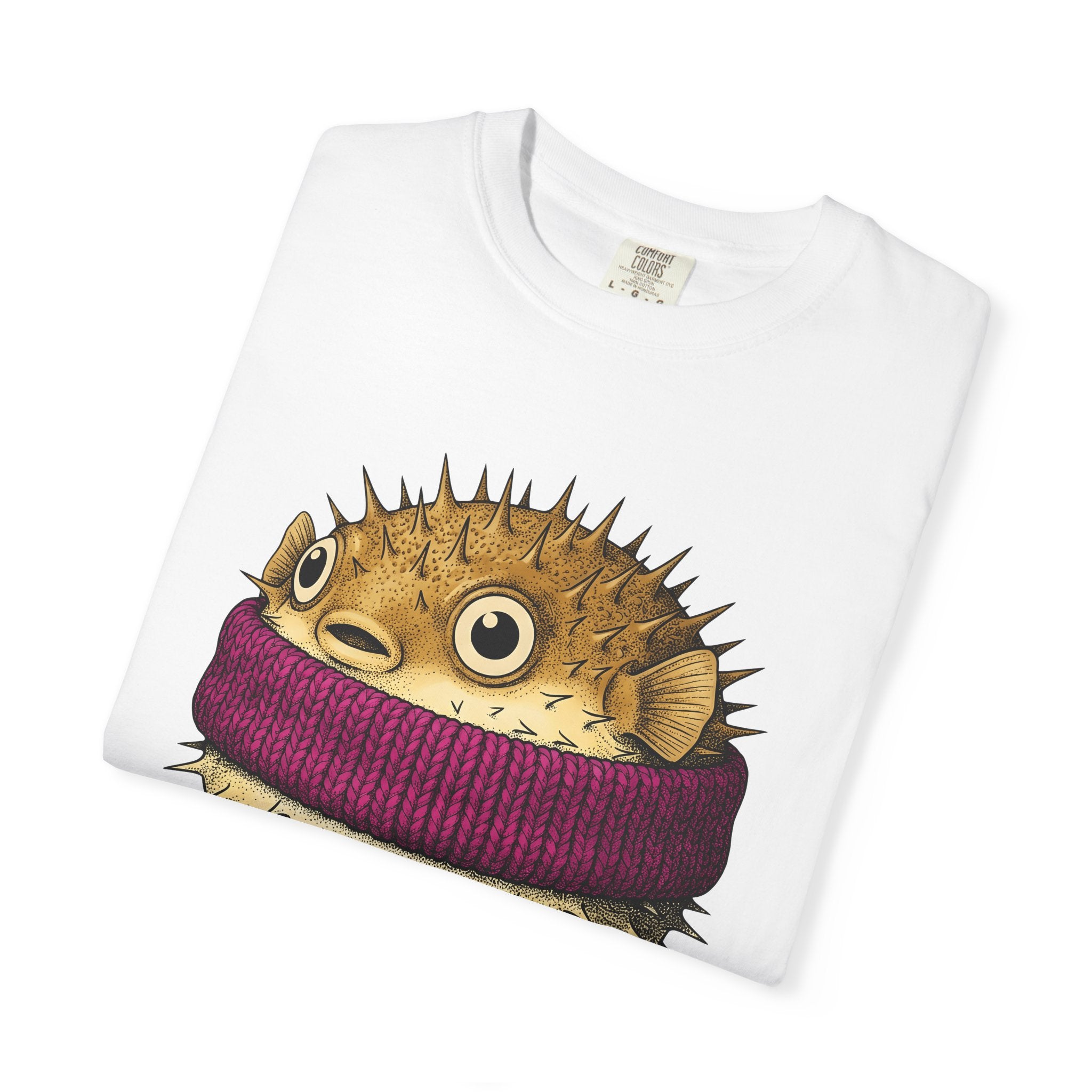 Blowfish Pullover Shirt Animals Marine Gift Women Line Art Tee Pufferfish T-Shirt Wildlife Fan Animal Graphic Illustration Oceanic Design