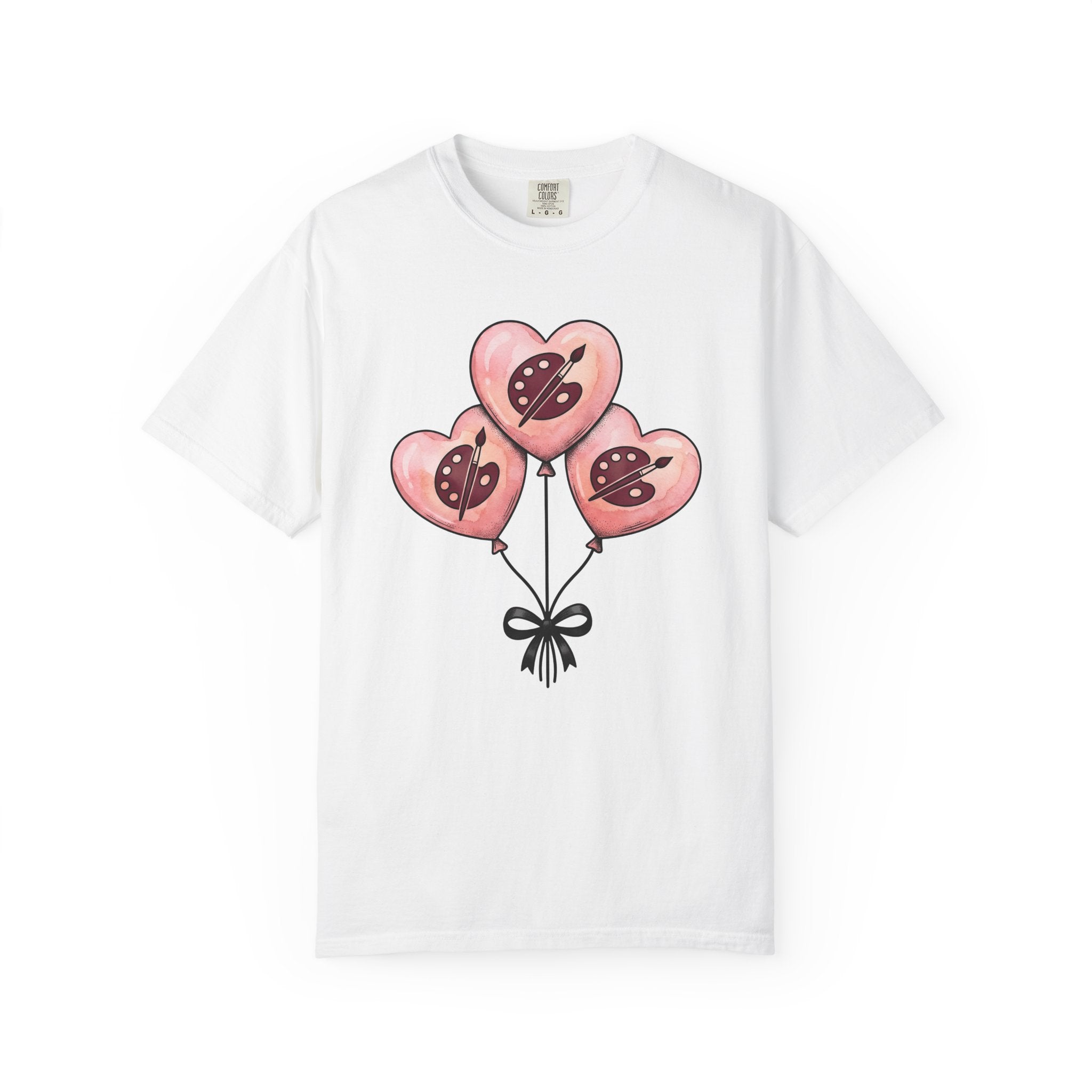Heart Balloons Shirt Cute Art Gift Women Watercolor Tee Balloon Bouquet T-Shirt Kawaii Fan Watercolour Tshirt Artistic Graphic Hand Drawn