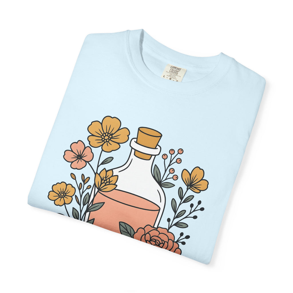 Potion Bottle Shirt Halloween Botanical Gift Women Floral Graphic Tee Apothecary T-Shirt Spooky Fan Graphic Tshirt Floral Illustration