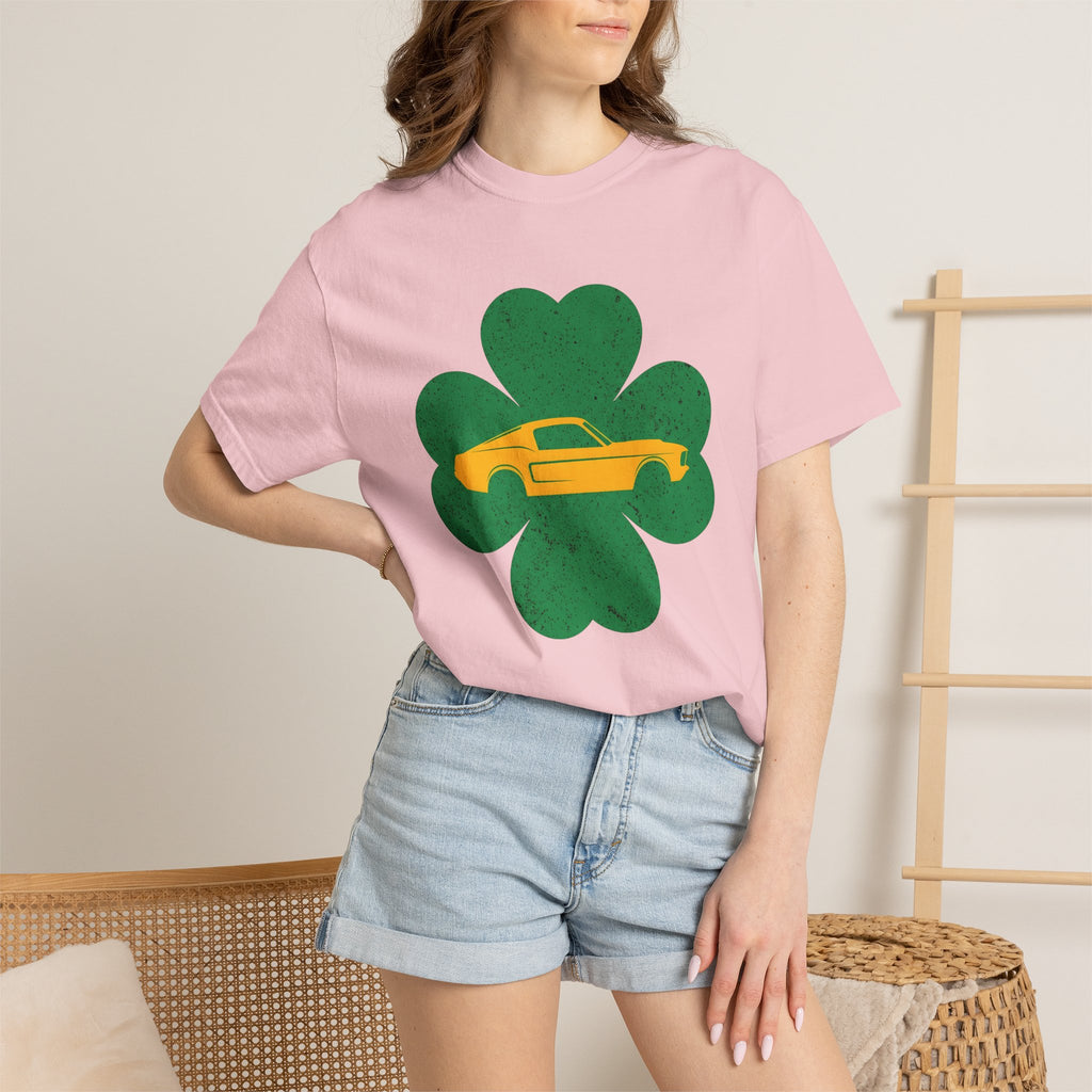 Vintage Muscle Car Clover Shirt St Patrick's Day Transport Gift Women Sketch Tee Muscle Car T-Shirt Patrick's Day Enthusiast Drawing