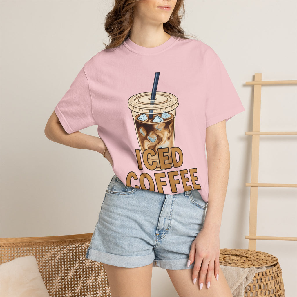Cold Coffee Cup Shirt Coffee Gourmet Gift Women Comic Tee Coffee Mug T-Shirt Coffee Fan Cartoon Tshirt Gourmet Design Vintage Frozen Cubes