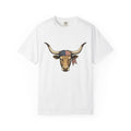 Steer Cattle Shirt 4th Of July Rodeo Gift Women Hand Sketched Tee Cowboy T-Shirt Independence Day Fan Cowboy Tshirt Rodeo Graphic Line Art