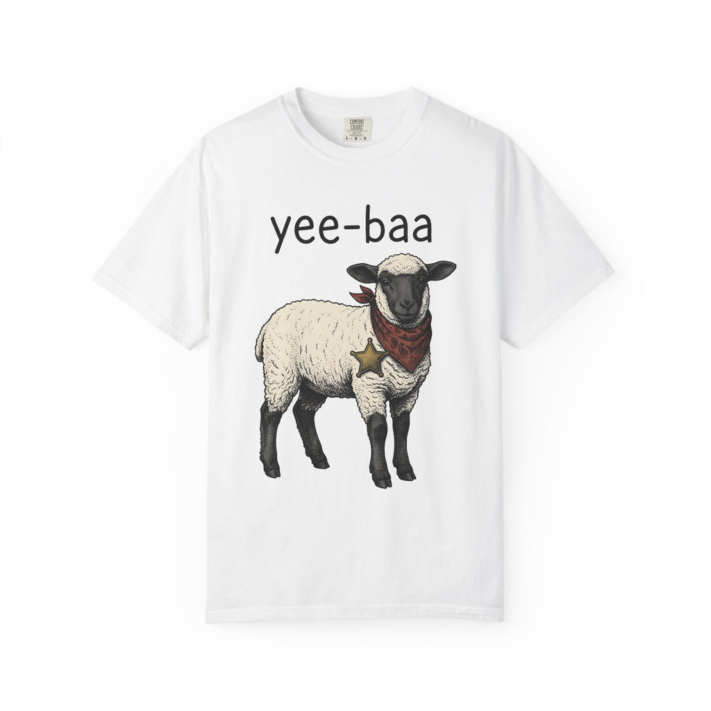 Cowboy Sheep Shirt Easter Animal Gift Women Vintage Tee Ram T-Shirt Easter Fan Creature Graphic Tshirt Hand Drawn Sheriff Badge Tshirt
