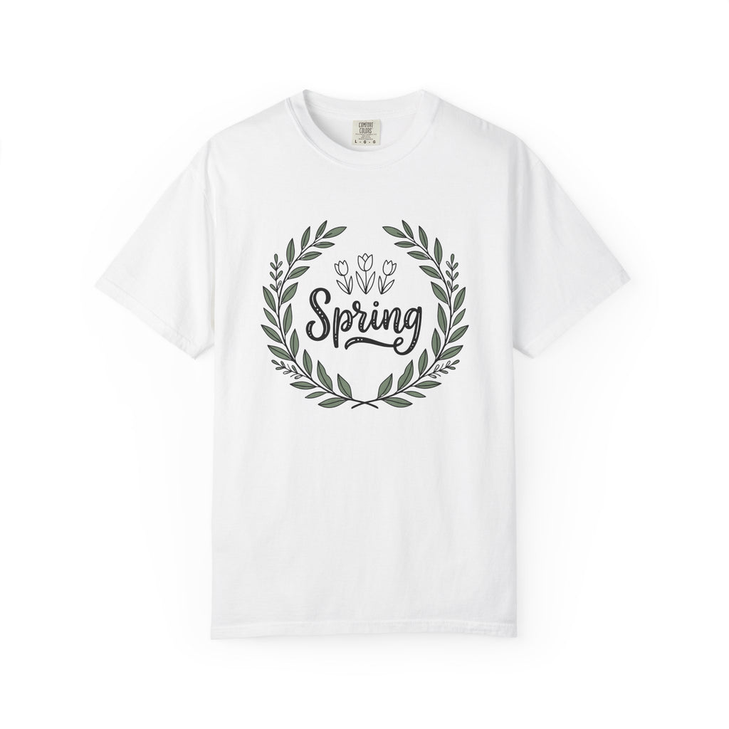 Flower Circle Shirt Spring Garden Gift Women Rustic Tee Floral Arrangement T-Shirt Springtime Fan Floral Design Yard Graphic Sketch Lilies