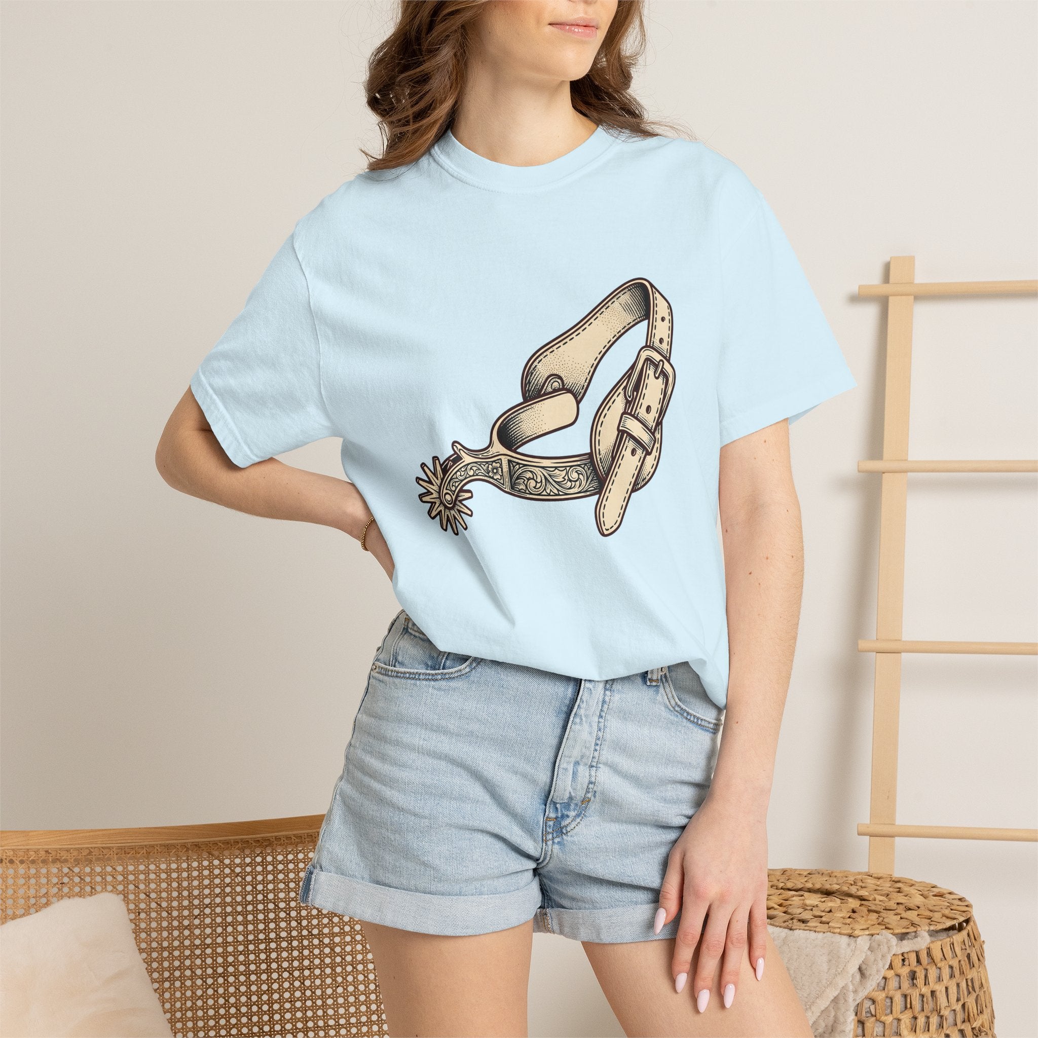 Cowboy Spurs Shirt Cowgirl Cowboy Gift Women Line Art Tee Spur T-Shirt Cowgirl Fan Rodeo Graphic Tshirt Cartoon Decorative Engraving Tshirt