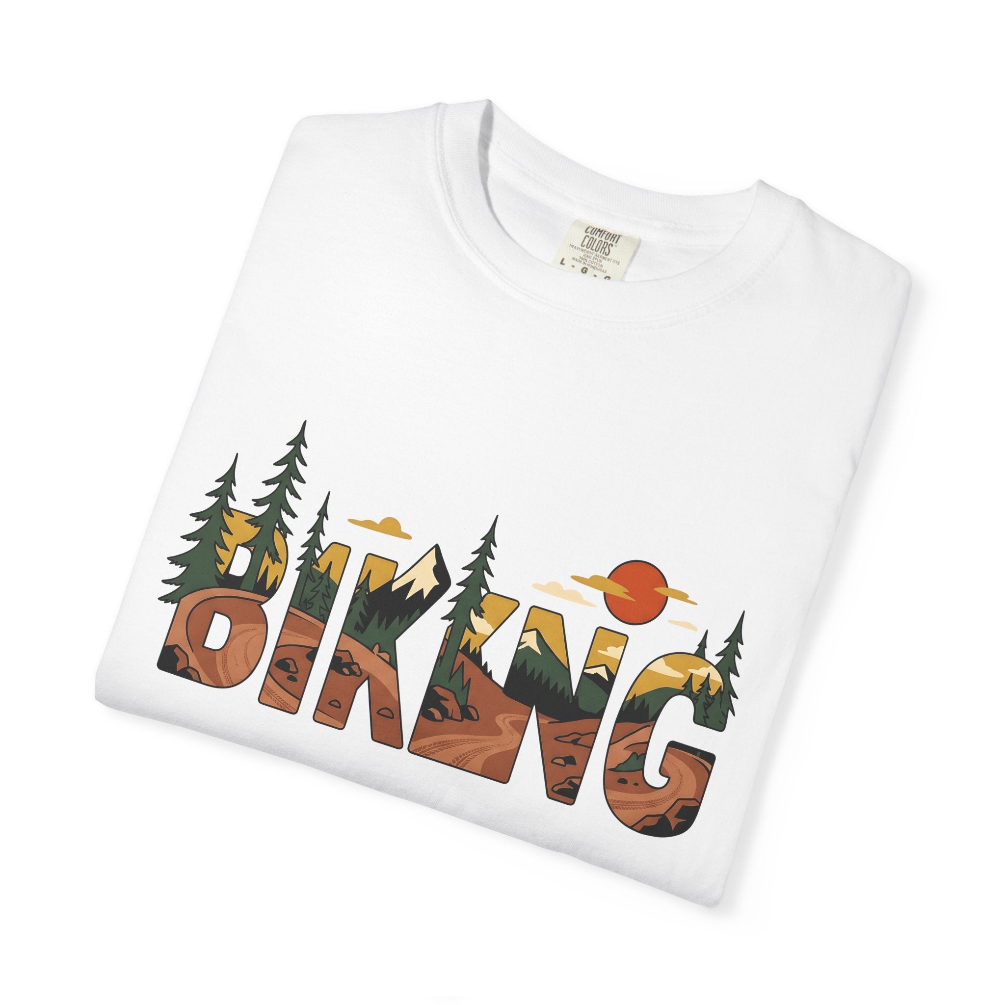 Mountain View Shirt Biking Exploration Gift Women Modern Tee Panorama T-Shirt Cyclist Enthusiast Contemporary Tshirt Adventure Graphic