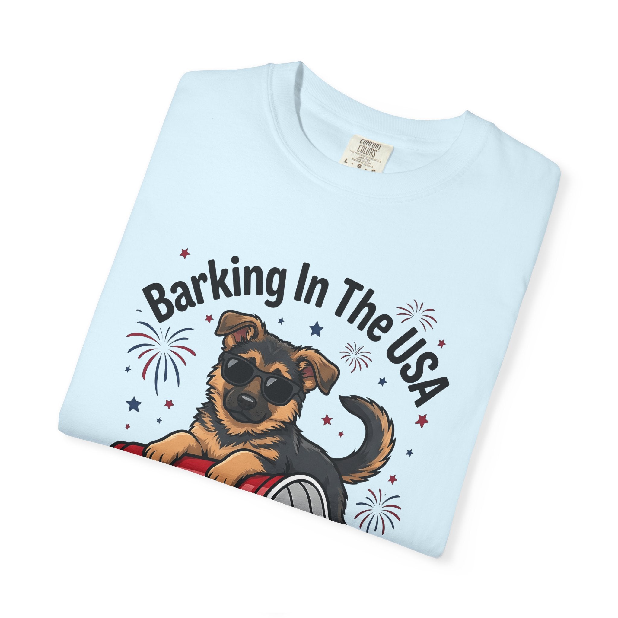 German Puppy Shirt Dog Flag Gift Women Caricature Tee Dog T-Shirt Dog Fan Puppy Tshirt Flag Graphic Nostalgic Fireworks Display Tshirt