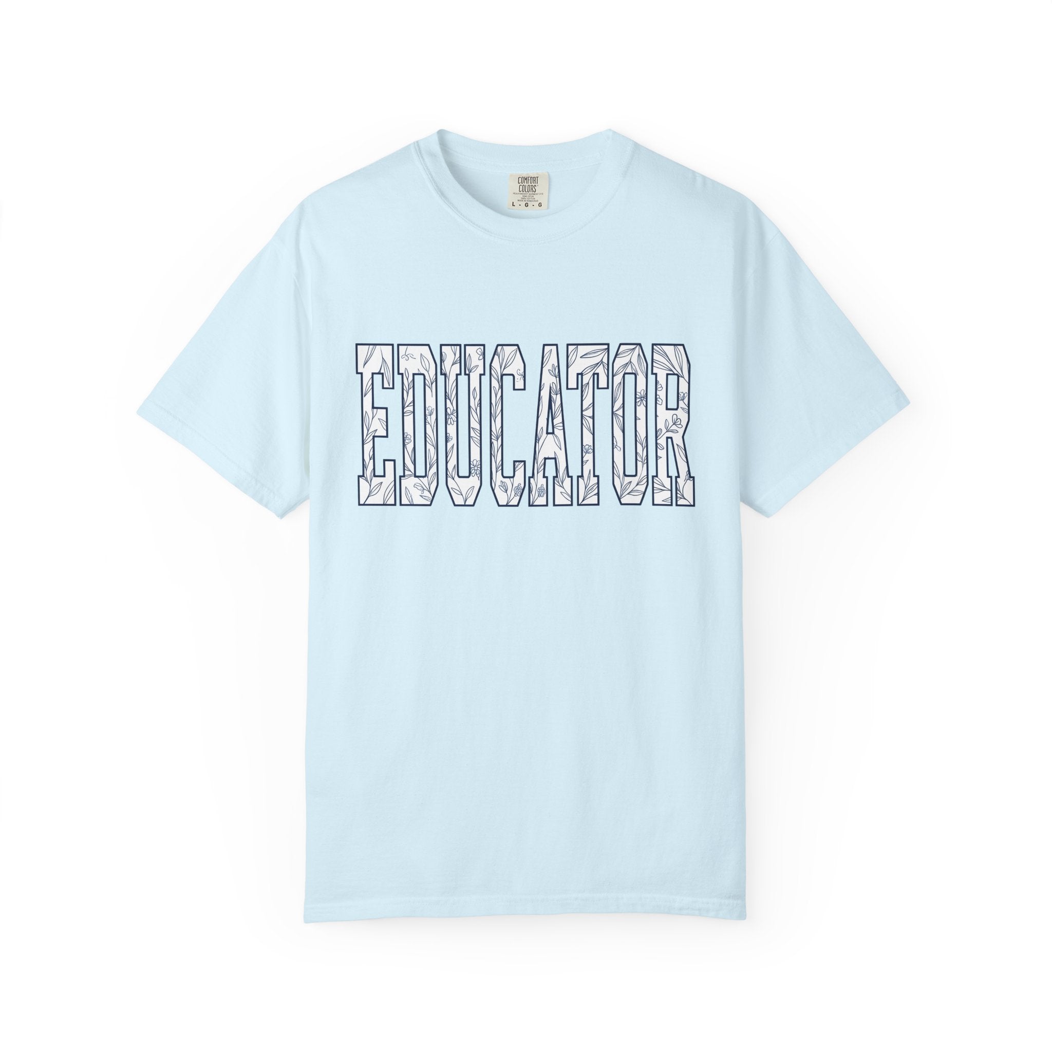 Blossom Block Lettering Shirt Teachers Thanks Gift Women Natural Tee Typography T-Shirt Educator Enthusiast Organic Tshirt Appreciation