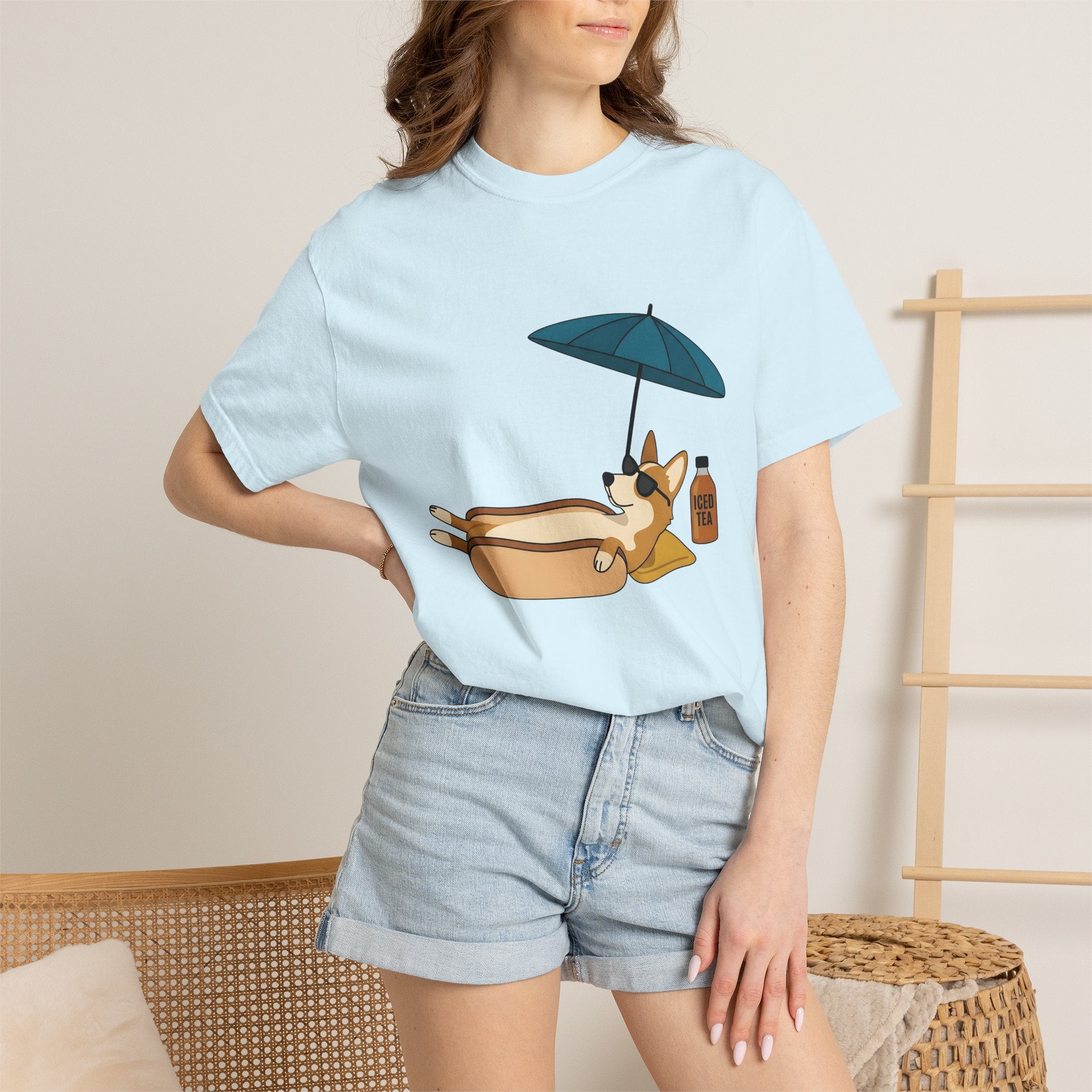 Corgi Sausage Dog Shirt Dog Holiday Gift Women Animated Tee Dachshund T-Shirt Dog Fan Cartoon Tshirt Vacation Graphic Clean Sunshade Tshirt