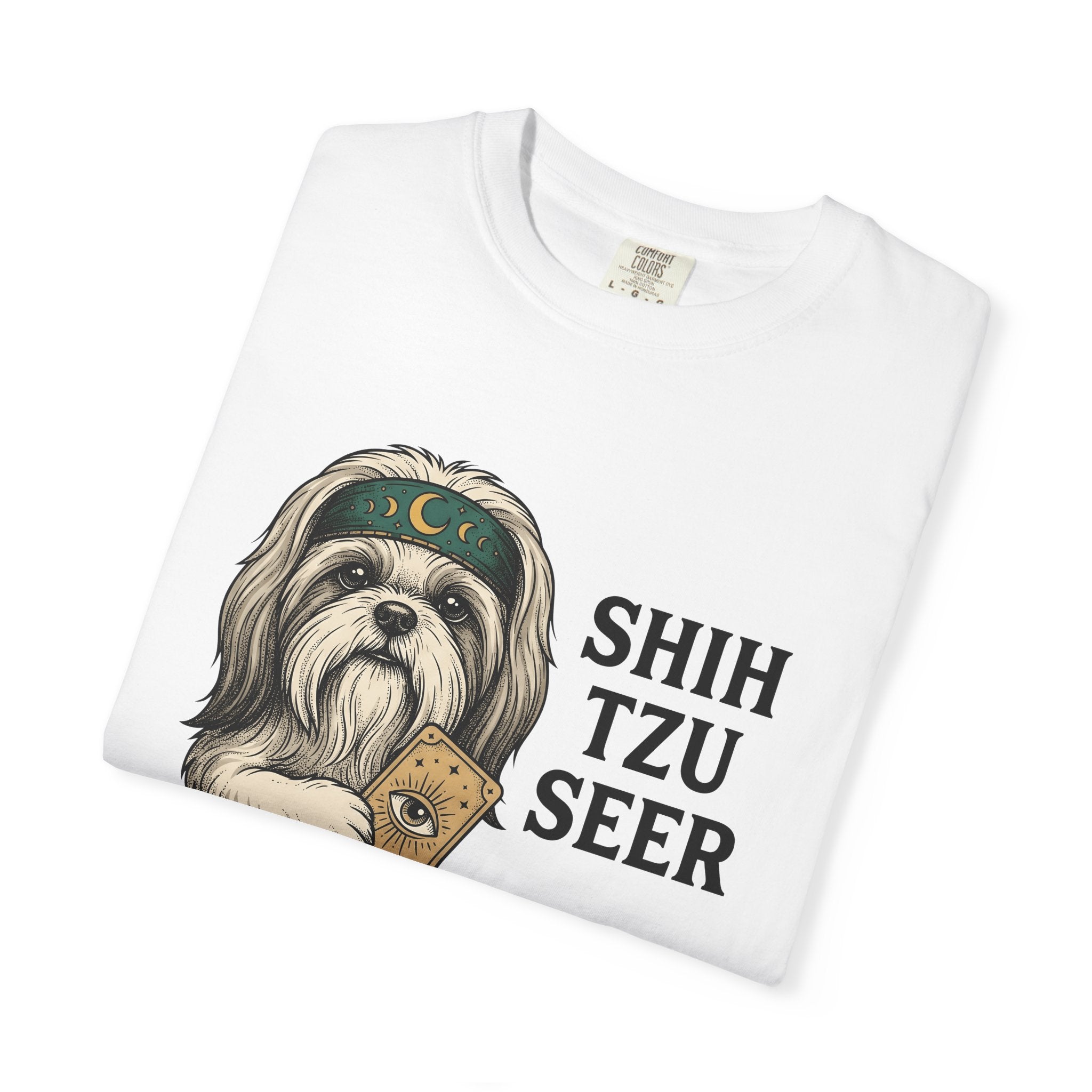 Shih Tzu Shirt Dog Spiritual Gift Women Old School Tee Dog T-Shirt Dog Fan Puppy Tshirt Mystical Graphic Cartoon Divination Card Tshirt