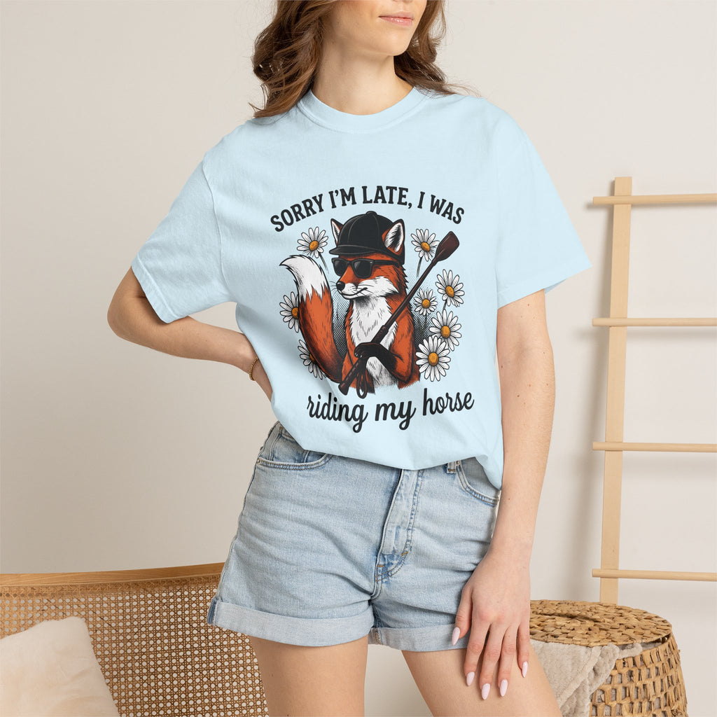 Fox Pony Shirt Equestrian Nature Gift Women Line Art Tee Pony T-Shirt Horseback Fan Drawing Graphic Sketch Blossoms Tshirt