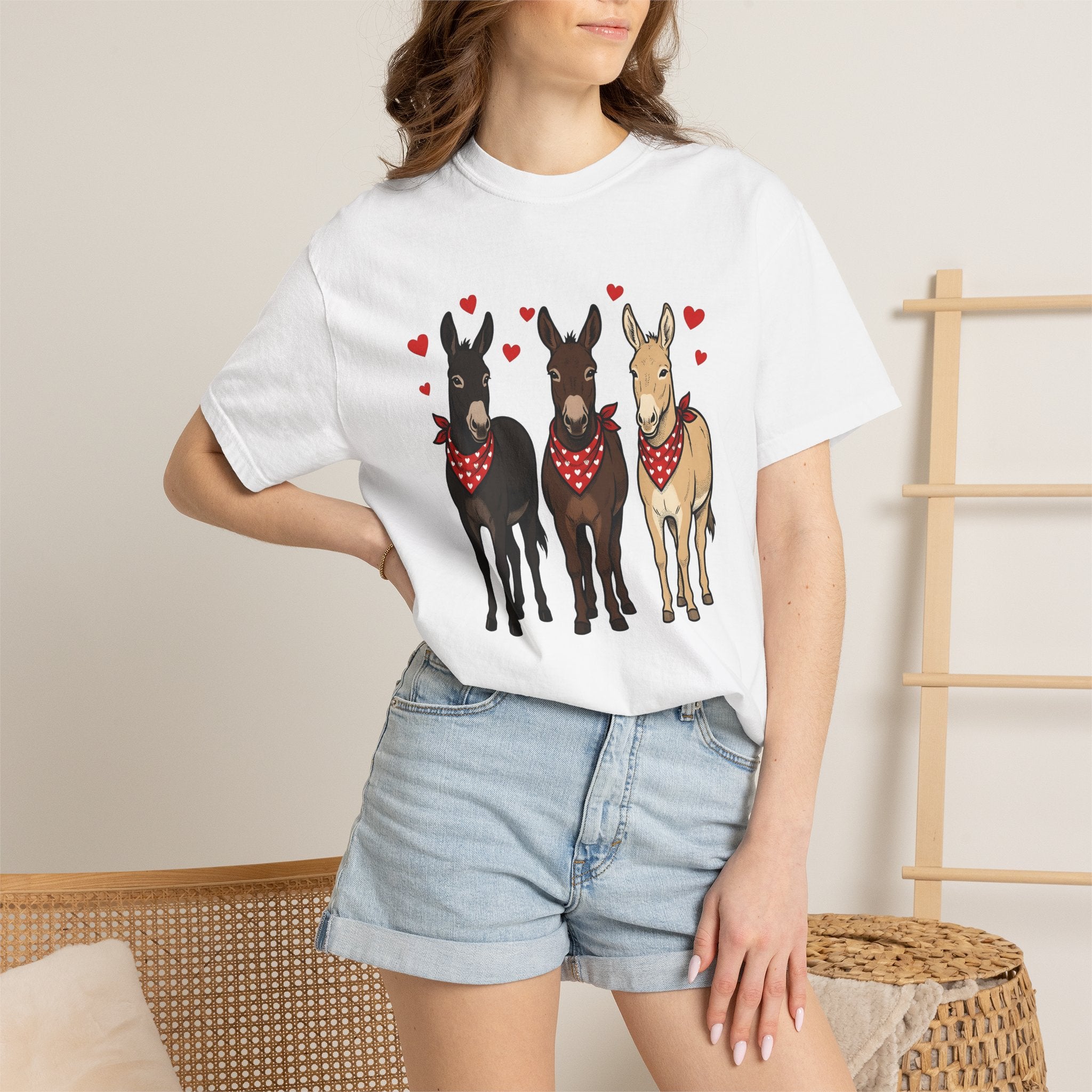 Donkey Group Shirt St. Valentine's Day Wildlife Gift Women Animated Tee Burros T-Shirt Valentine Fan Cartoon Tshirt Animal Graphic Classic