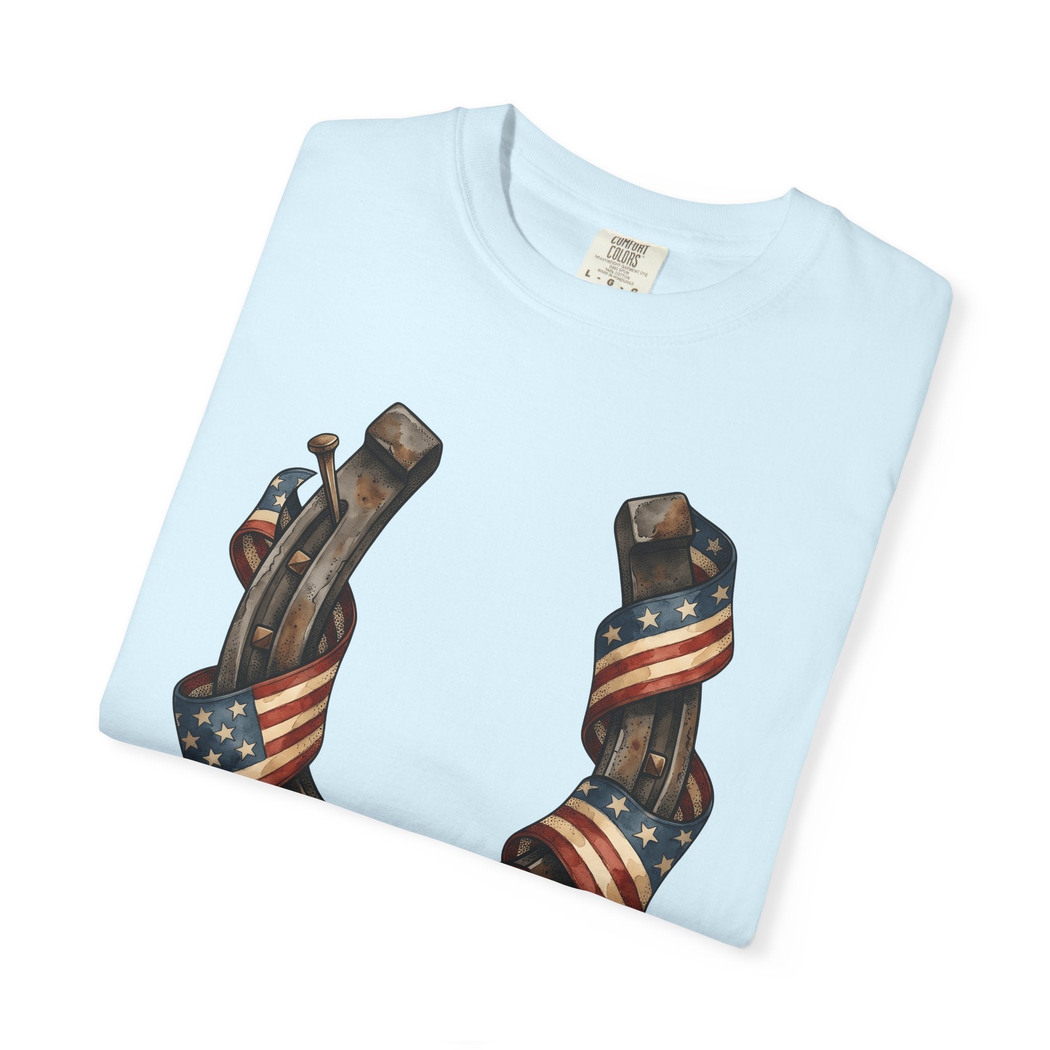 Horseshoe Flag Shirt America Patriotic Gift Women Rustic Tee Horseshoe T-Shirt American Fan Distressed Tshirt Star Graphic Vintage Bow