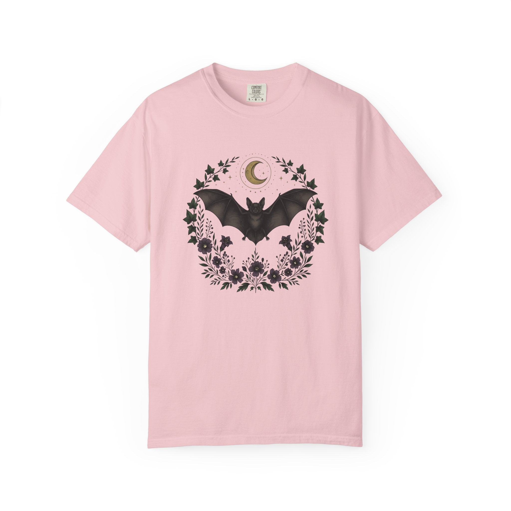 Bat Shirt Gothic Outdoors Gift Women Bohemian Tee Flying Fox T-Shirt Dark Fan Hippie Tshirt Nature Graphic Retro Flowers Tshirt