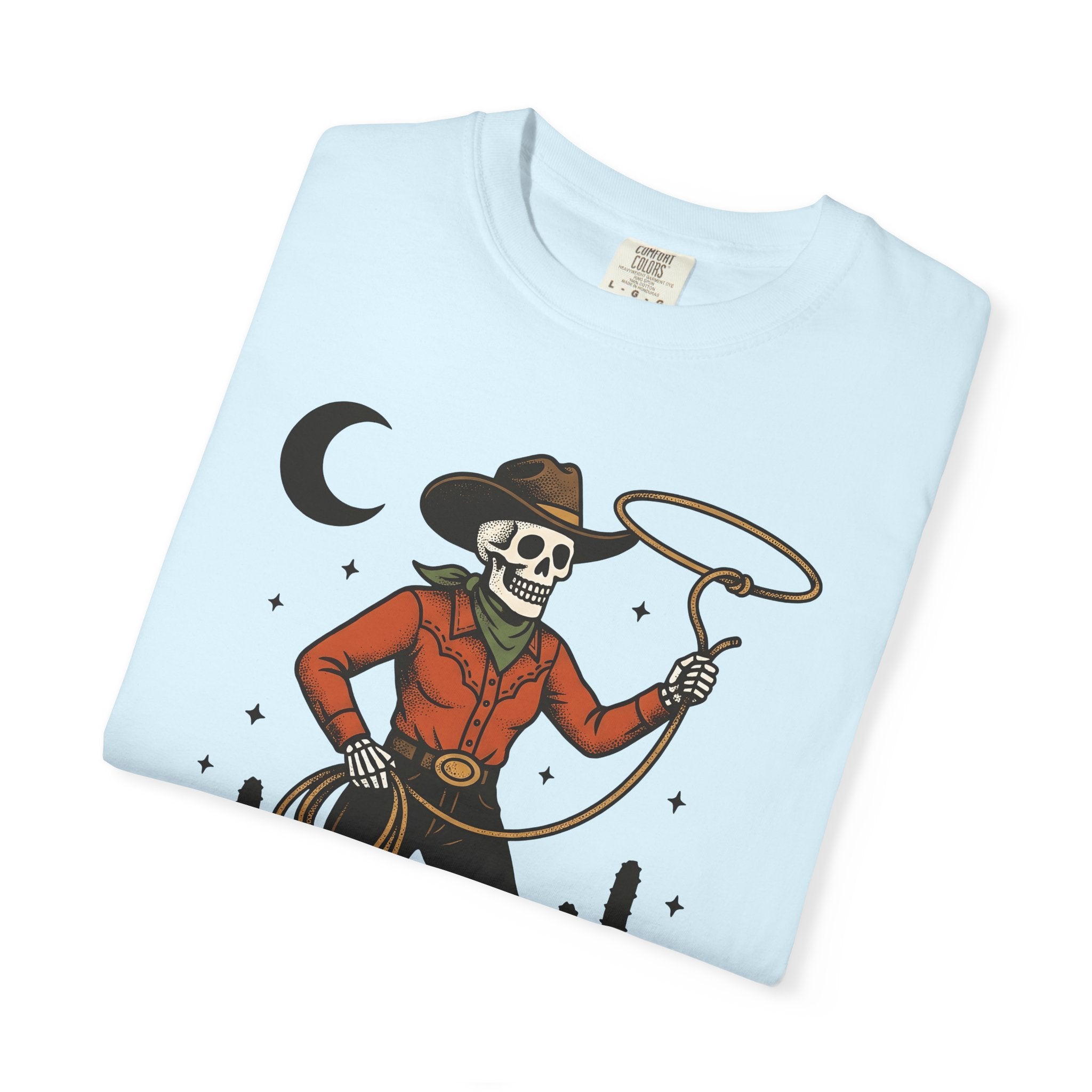 Skeleton Cowboy Shirt Halloween Cowboy Gift Women Vintage Tee Skeleton T-Shirt Horror Fan Retro Tshirt Cowboy Graphic Western Cactus Tshirt